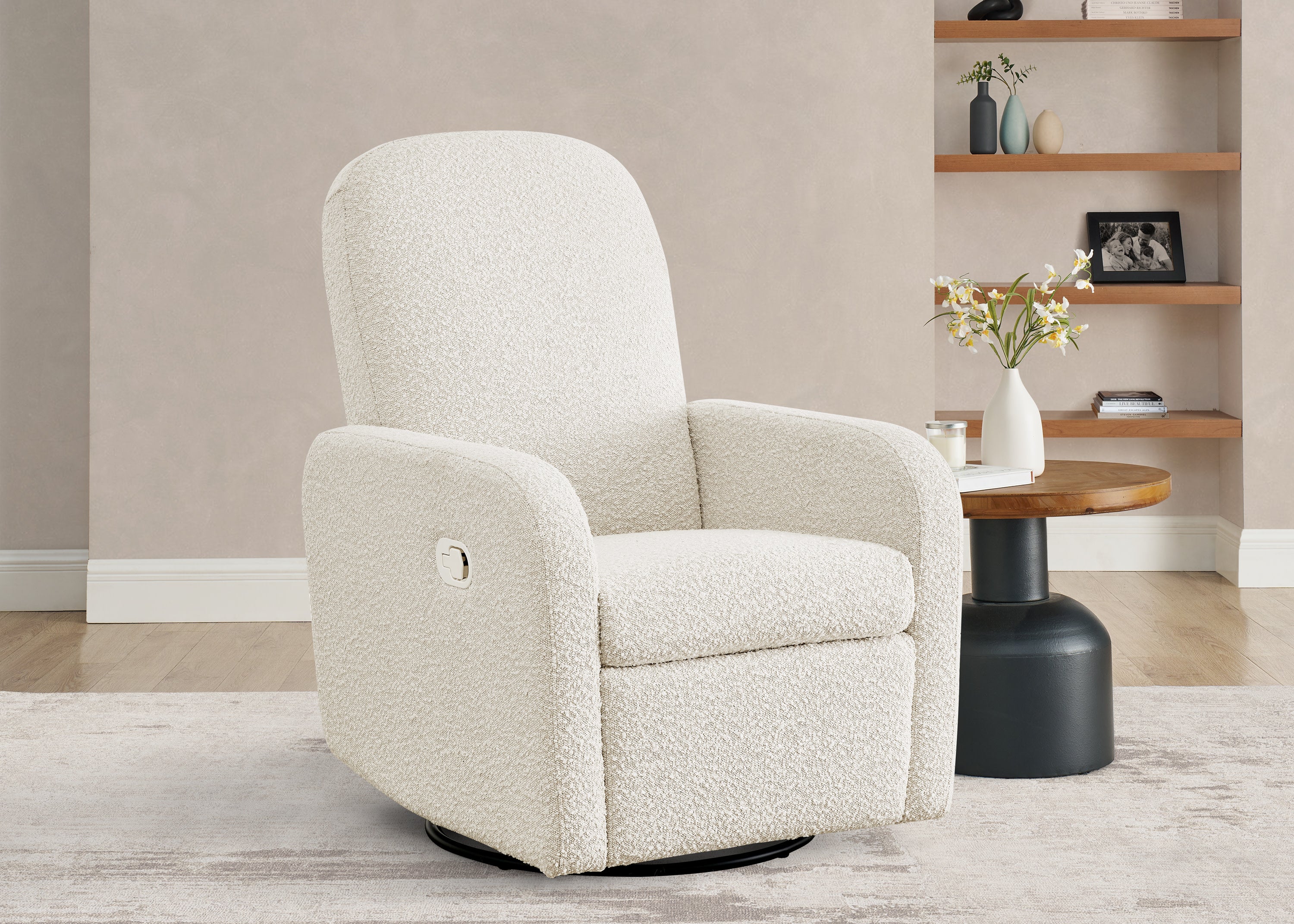Comfortable Teddy Nursery Swivel Recliner Chair for Baby Room - Soft Rocking Glider with Ottoman for Nursing, Feeding, and Relaxing - Perfect for Nursery, Bedroom, or Living Room