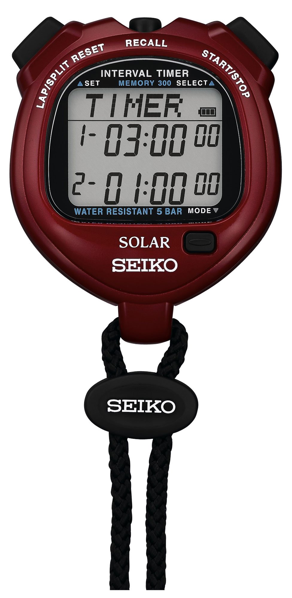 SEIKO Solar-Powered Interval Timer Watch SVAJ103 - Japan Import - Perfect for Sports, Fitness, and Outdoor Activities