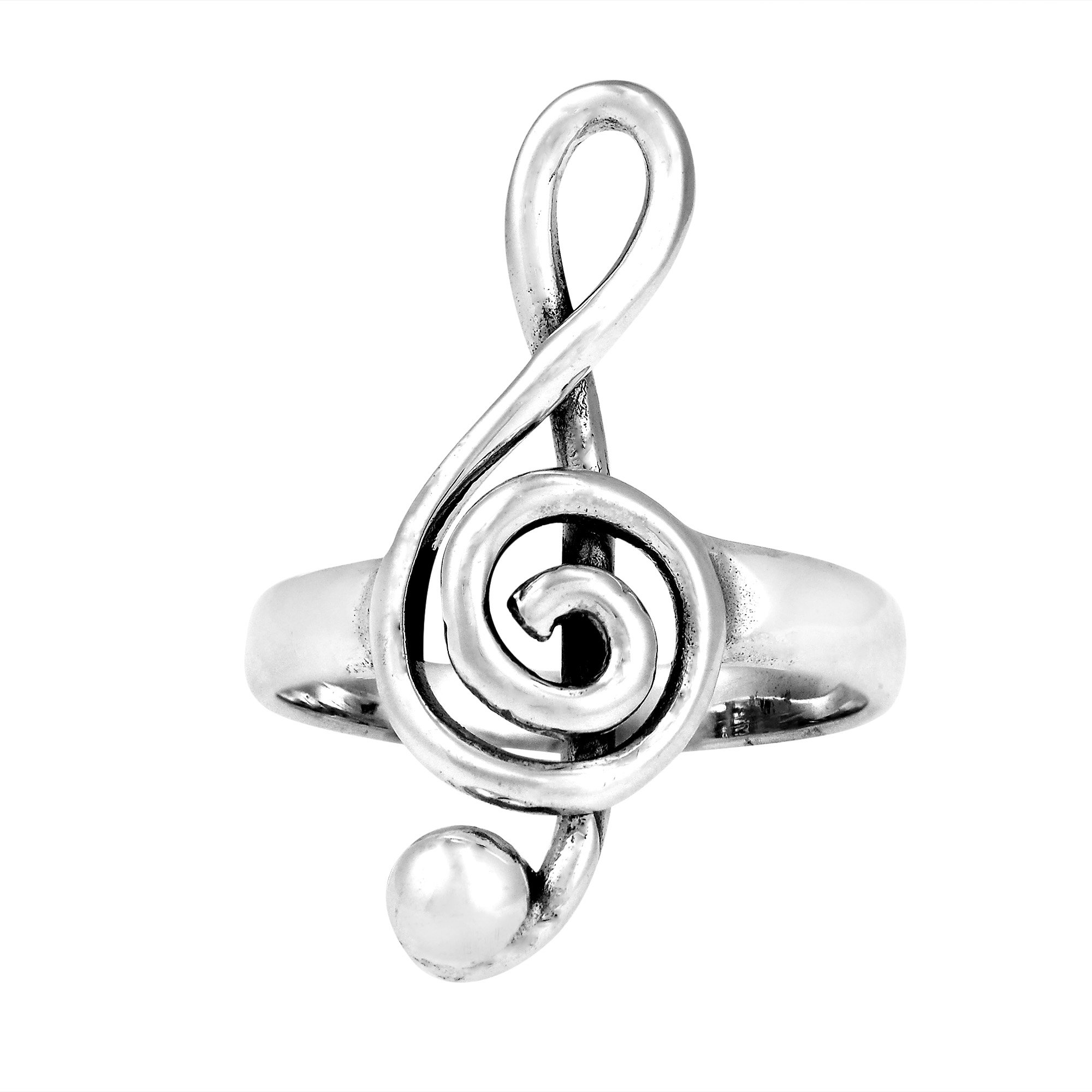 AeraVida .925 Sterling Silver Raised Treble Clef Musical Note Ring for Women - Elegant Wedding, Fashion Statement & Everyday Jewelry - Comfort Fit Sizes 5-10 - Perfect for Music Lovers, Brides & Gift Giving