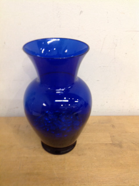 10 Inch Blue Glass Vase with Decorative Stones - Perfect for Home Decor, Wedding Centerpieces & Gift Ideas