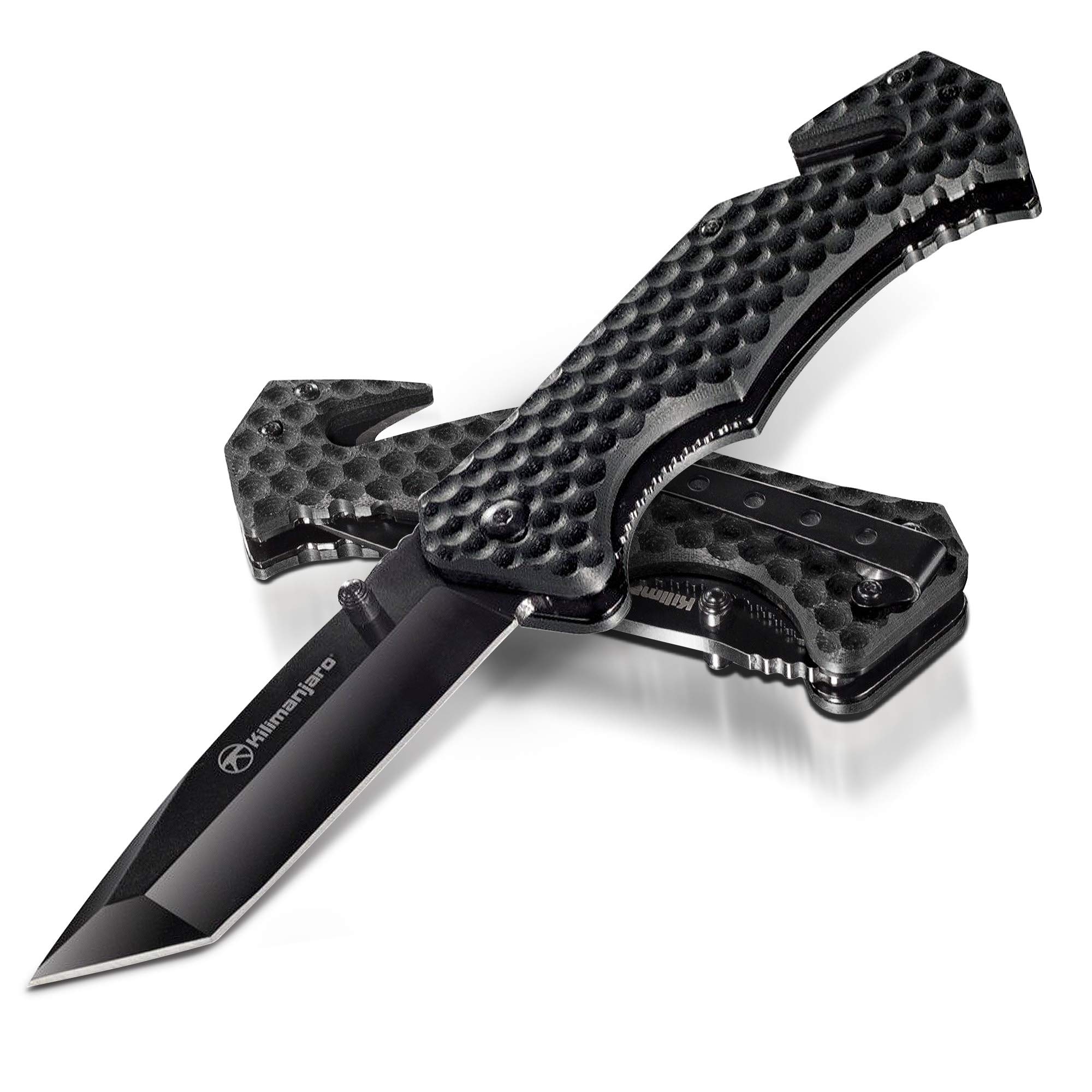 Kilimanjaro 910033 KJ910033 Fixed Blade Hunting Knife - Outdoor Camping, Survival, Kitchen & Tactical Use - Black Finish - Perfect for Hiking, Fishing & Bushcraft Activities