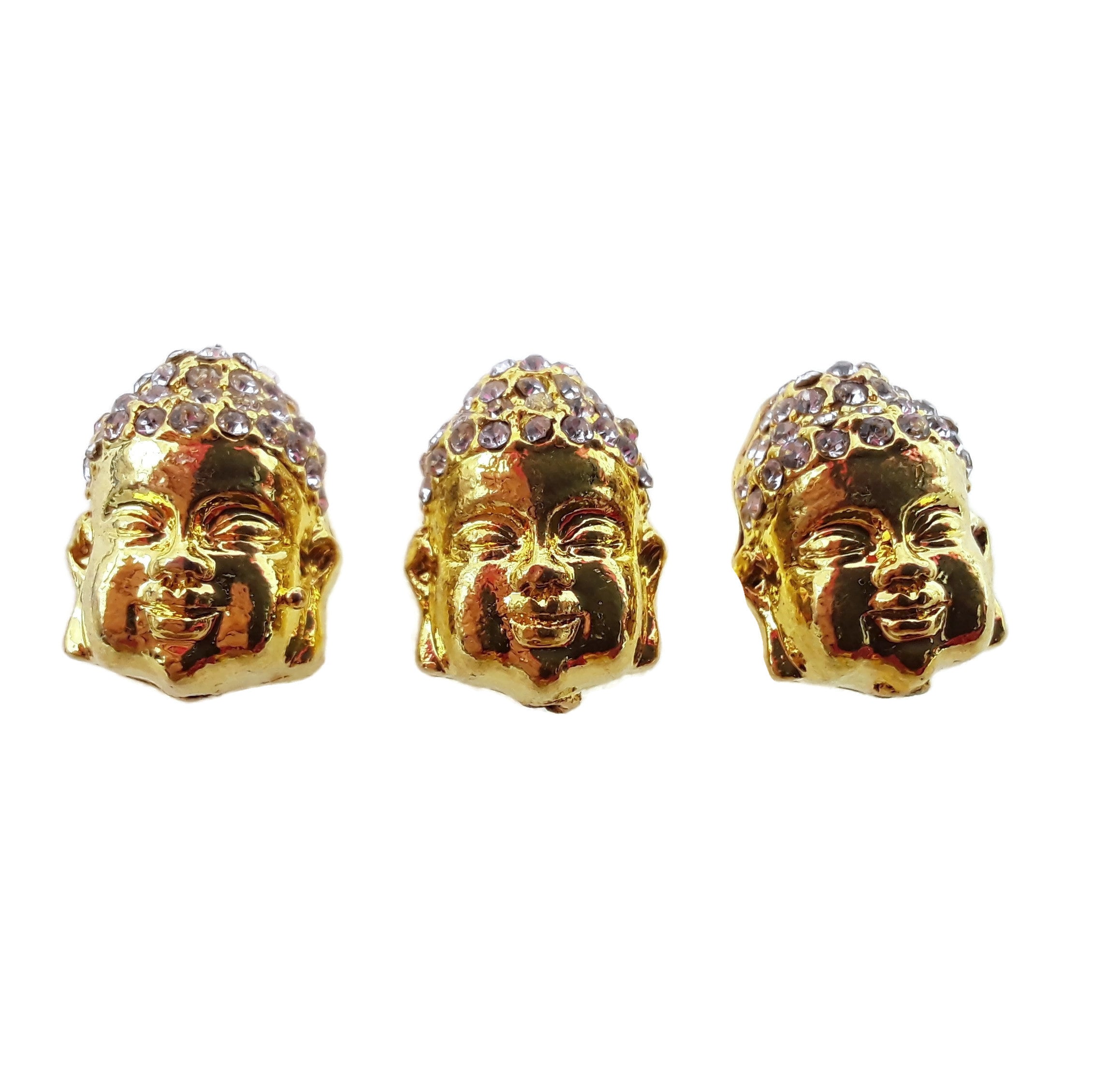 Gold Plated Copper Buddha Head Charm with Micro Pave Rhinestones - 13x18mm Spiritual Jewelry for Meditation, Yoga & Home Decor