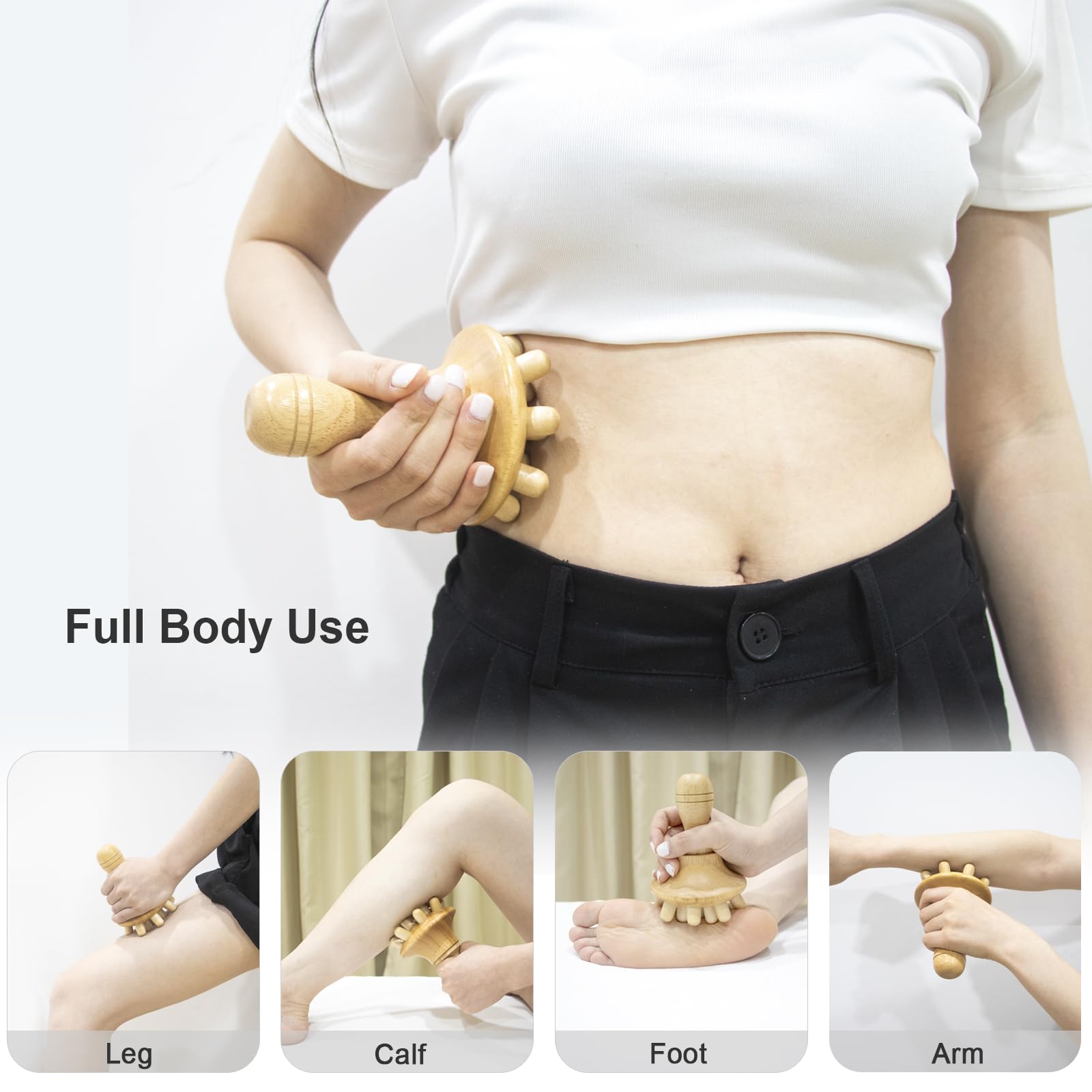 Wood Therapy Massage Tool - Handheld Wooden Lymphatic Drainage Body Sculpting Massager for Muscle Relaxation & Physical Therapy - 5.5 x 4.3 Inch Gua Sha Wooden Scraper - Perfect for Post-Workout Recovery & Spa Treatments
