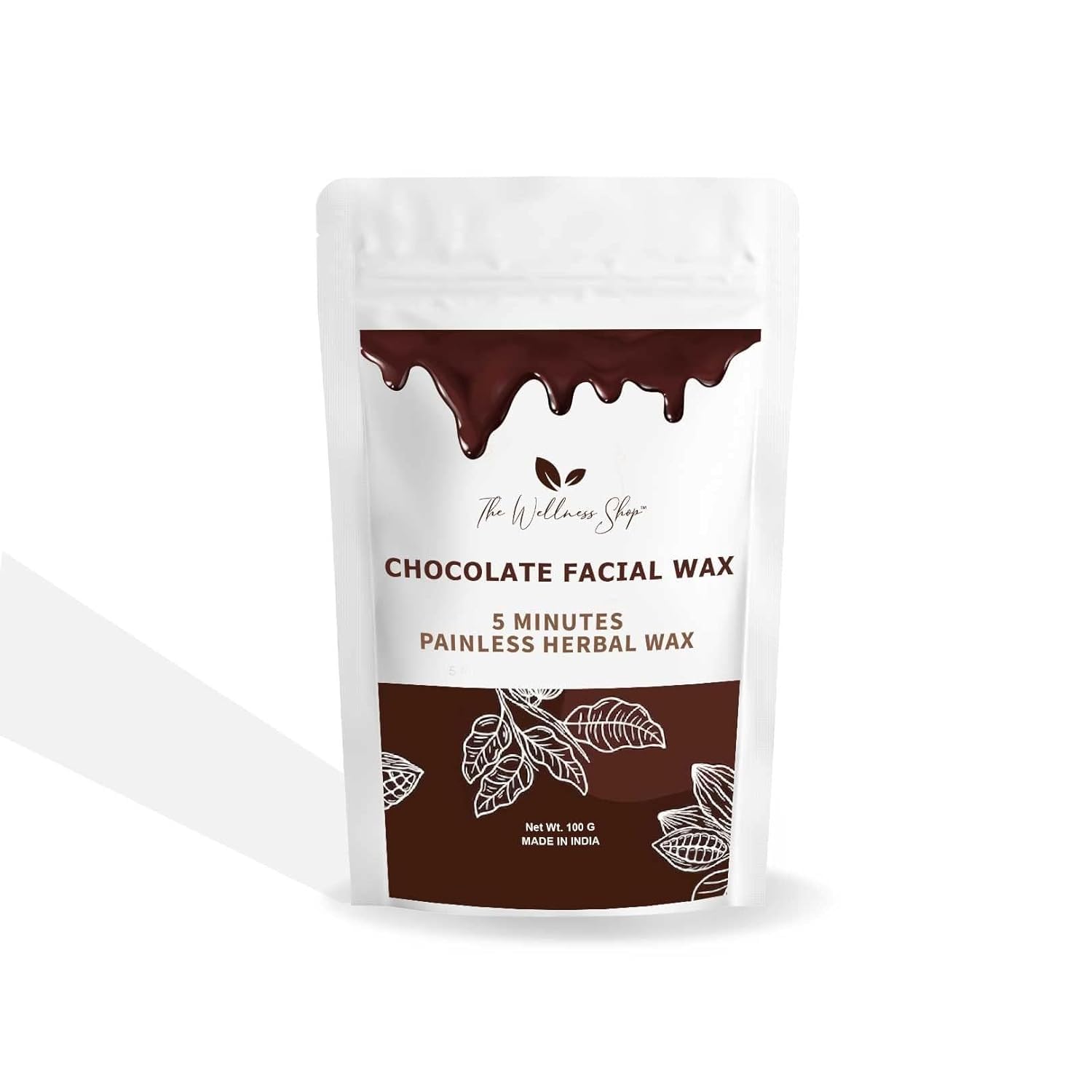 Chocolate Facial Wax Powder - 100g Painless Herbal Hair Removal Wax for Face & Body | Quick 5-Minute Treatment for Smooth Skin at Home or Salon