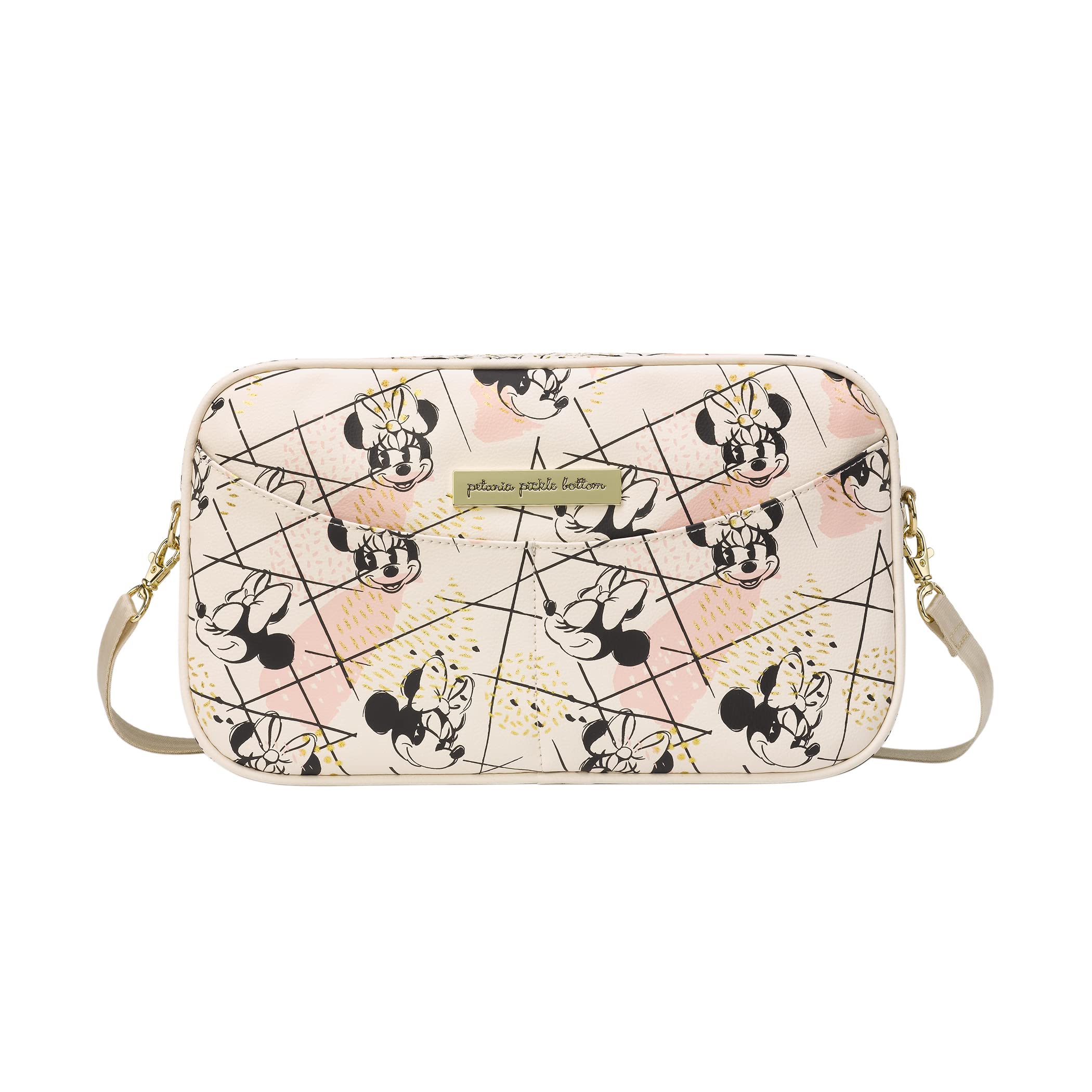 Petunia Pickle Bottom Companion Diaper Clutch with Fold-Out Changing Pad | Compact Baby Essentials Organizer for Travel | Lightweight & Washable | Shimmery Minnie Mouse Design | Perfect for Daycare, Park Outings & Quick Diaper Changes