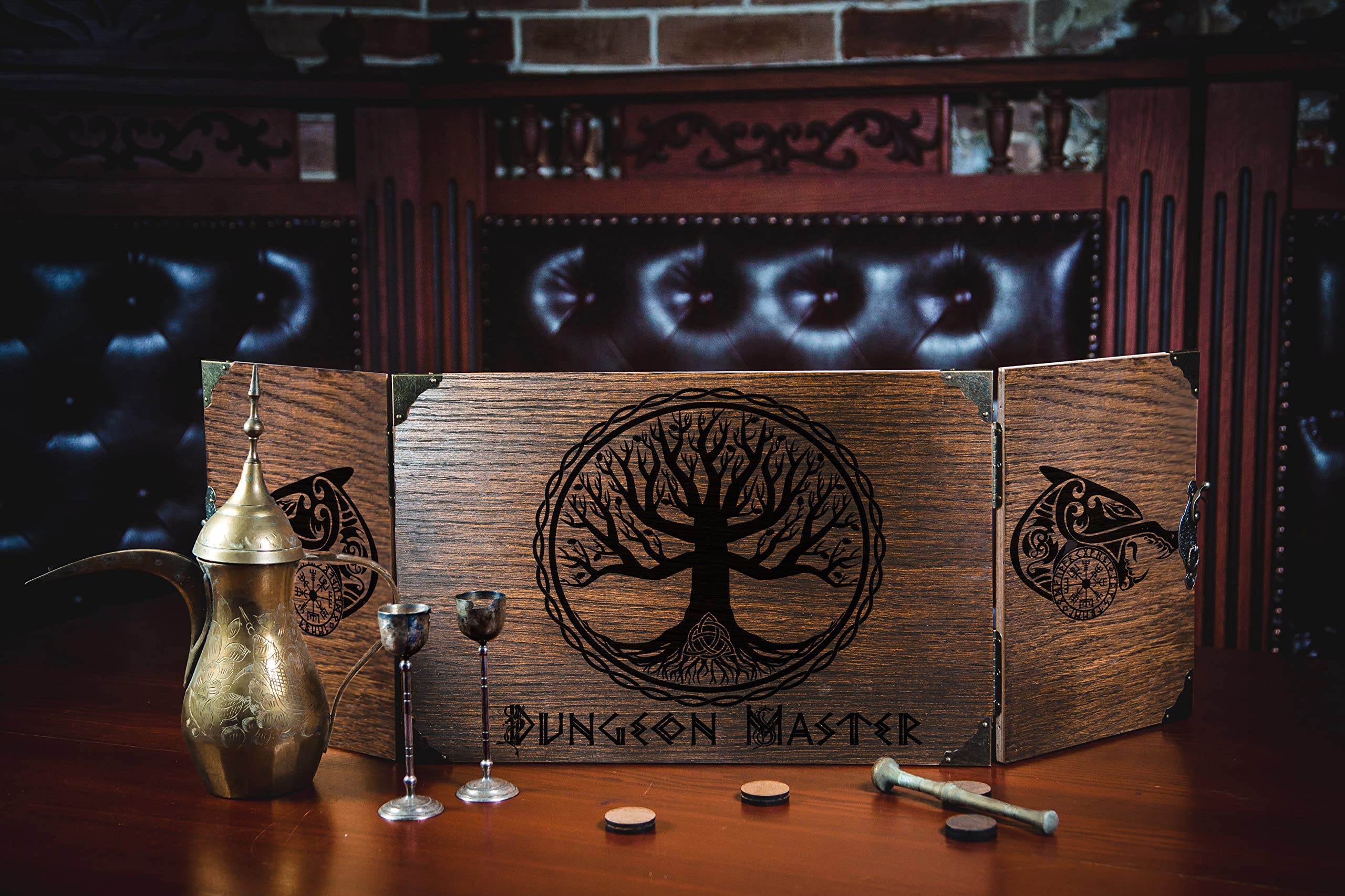 Wooden Handcrafted Game Master Screen for Dungeons & Dragons RPG - Foldable 12x9