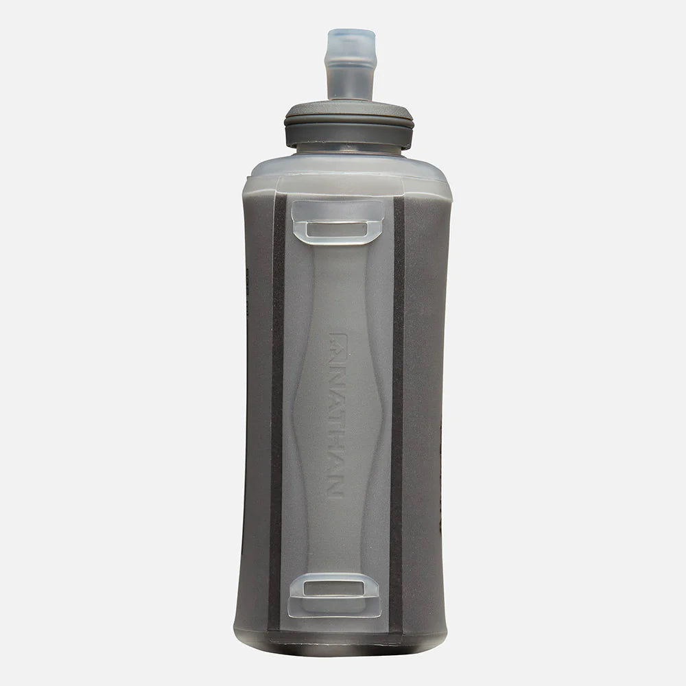 Pinnacle Soft Flask Insulated Handheld Water Bottle 18oz (Black/Reflective Silver) - Leakproof & Lightweight for Hiking, Running, Gym & Outdoor Activities