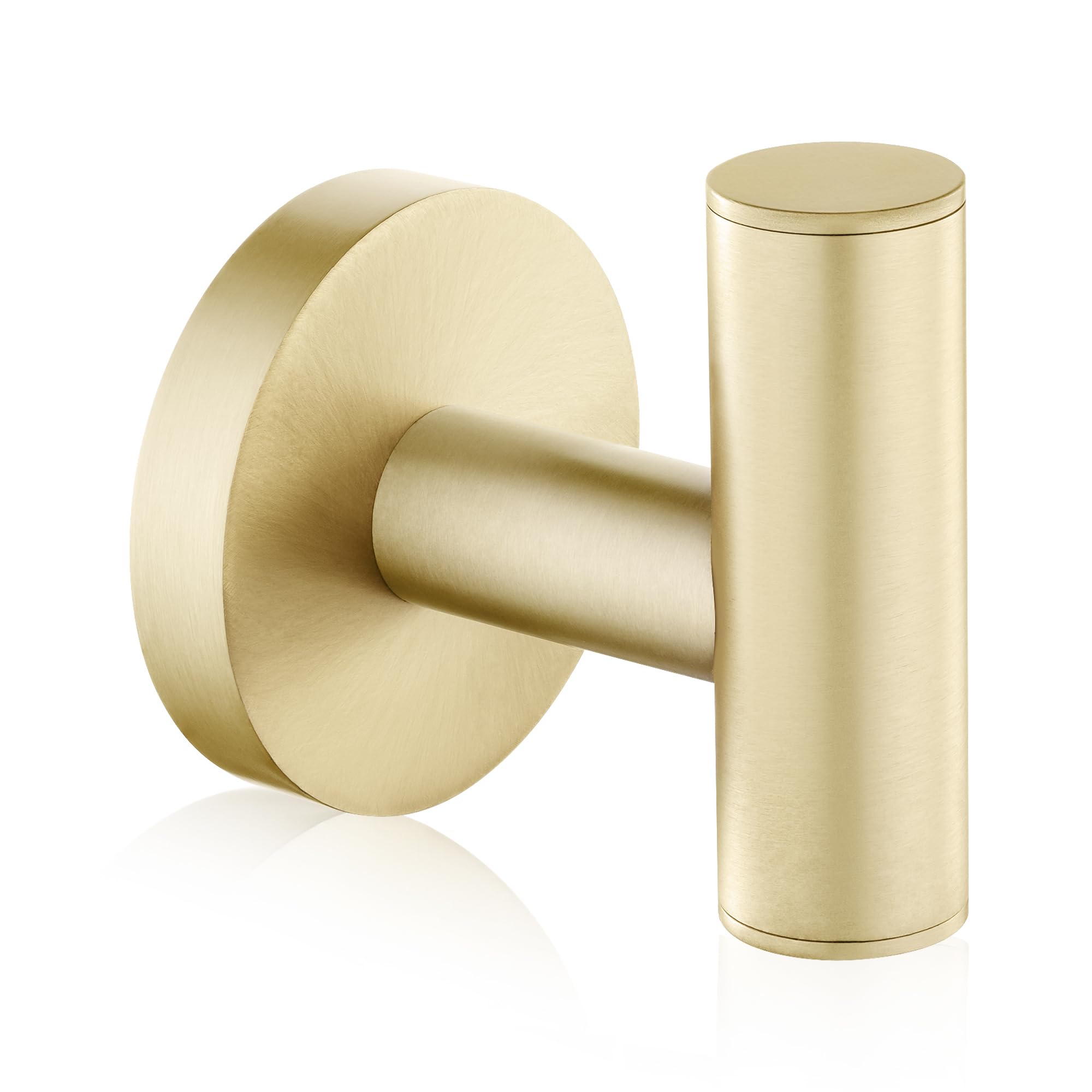 QOGRISUN Heavy Duty Brass Towel Hook - Gold Wall Mounted Coat Hook for Bathroom, Bedroom & Entryway - Modern Brushed Brass Door Hanger for Towels, Robes & Clothes (1 Pack) - Perfect for Spa, Hotel & Home Decor