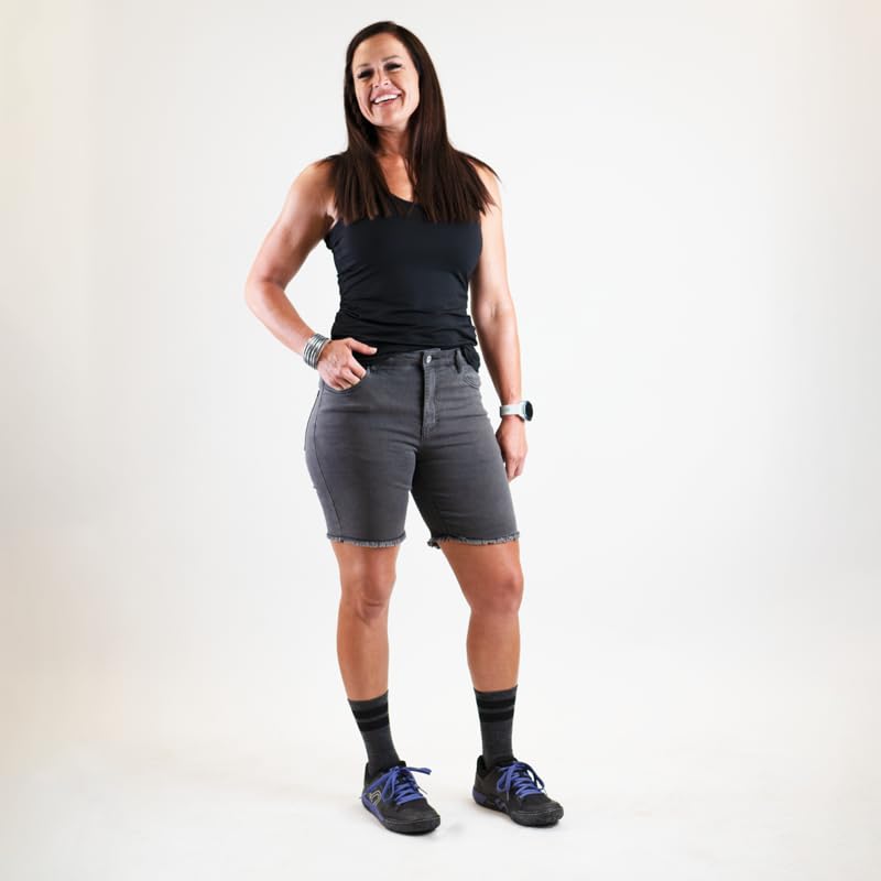 Handup Athletic Jean Shorts for Men & Women - 4-Way Stretch Denim Jorts with Back Pockets - Comfortable Workout & Casual Shorts for Gym, Running, Hiking & Everyday Wear