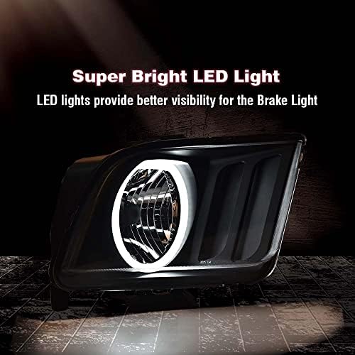 PIT66 LED Headlights for 2005-2009 Ford Mustang - High Brightness Headlamp Assembly with Clear Lens & Black Housing (Driver & Passenger Side) - Perfect for Night Driving and Off-Road Adventures