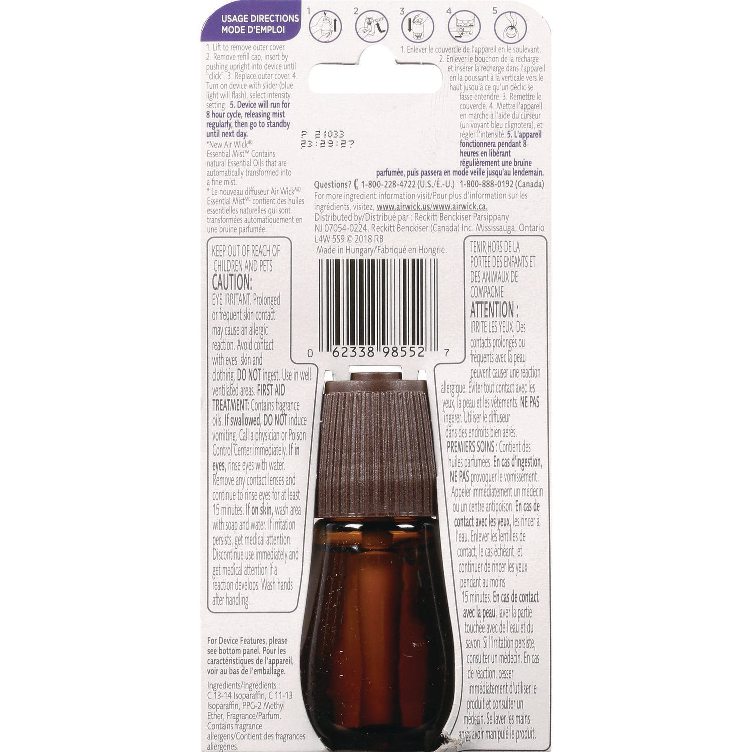 Air Wick Essential Mist Refill - Lavender & Almond Blossom Scent (0.67 Oz, 6-Pack) | Home Fragrance Oil Diffuser for Bedroom, Living Room & Bathroom | Aromatherapy & Relaxation