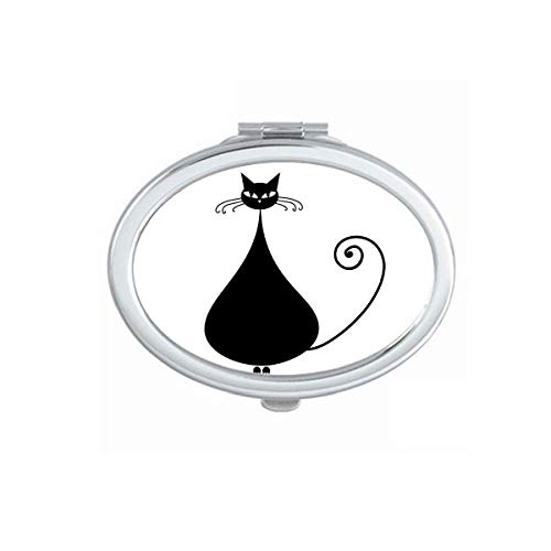 DIYthinker Black Cat Lover Halloween Mirror - Portable Foldable Double-Sided Makeup Mirror with Animal Art Outline for Halloween Decor, Cosplay & Vanity Use