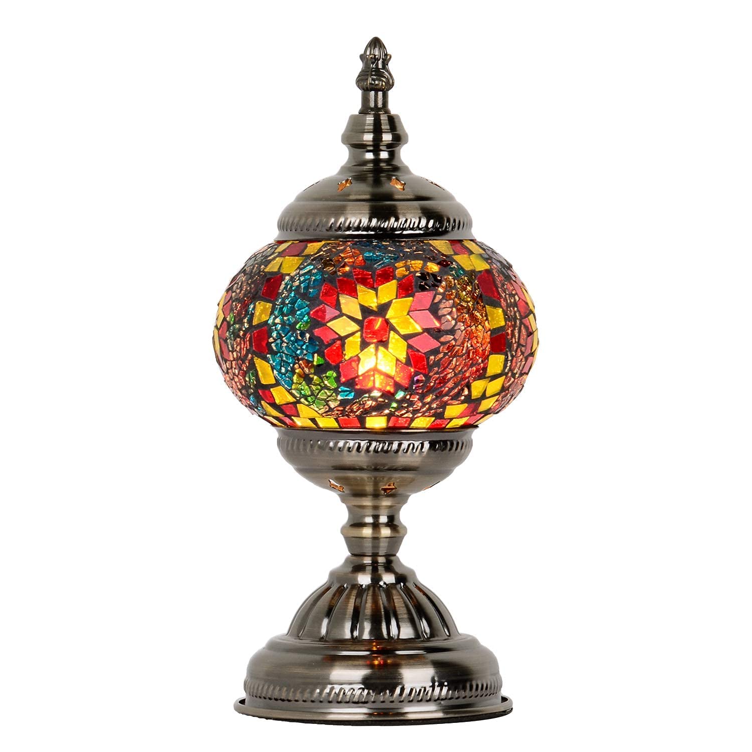 Handmade Turkish Mosaic Glass Table Lamp - E12 LED Bulb Night Light for Bedroom, Living Room & Home Decor | Perfect for Bedside, Reading Nook & Cozy Ambiance