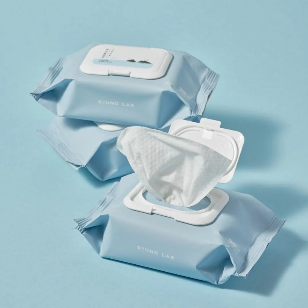 Round Lab 1025 Dokdo Cleansing Facial Tissues - 30 Count | Gentle Exfoliating & Hydrating Face Wipes for Sensitive Skin | Perfect for Travel, Gym & Daily Skincare Routine
