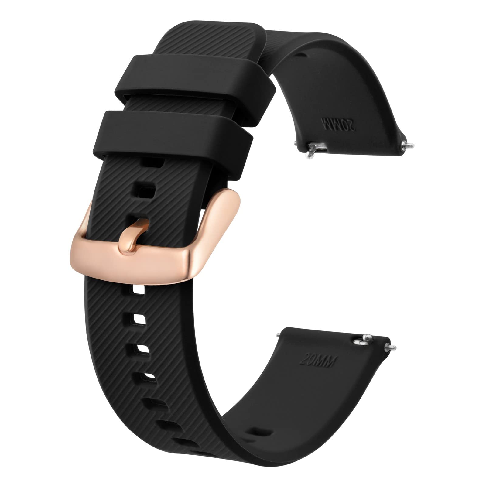 BISONSTRAP Quick Release Silicone Watch Band 18mm 19mm 20mm 21mm 22mm - Durable Comfortable Strap for Men & Women, Perfect for Sports, Work & Everyday Wear