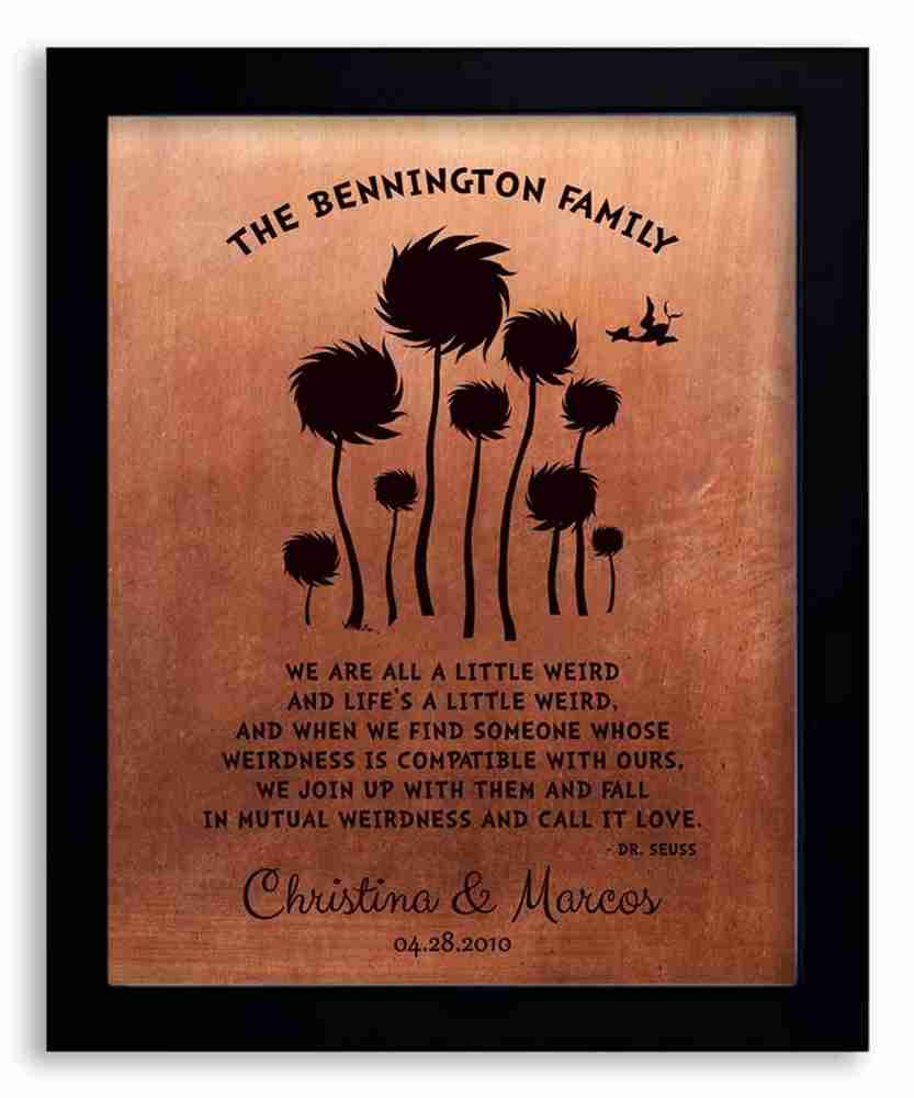 8x10 Framed Art Print - Personalized Truffula Trees Wall Decor, 7 Year Anniversary Gift for Couples with Solid Wood Frame | 