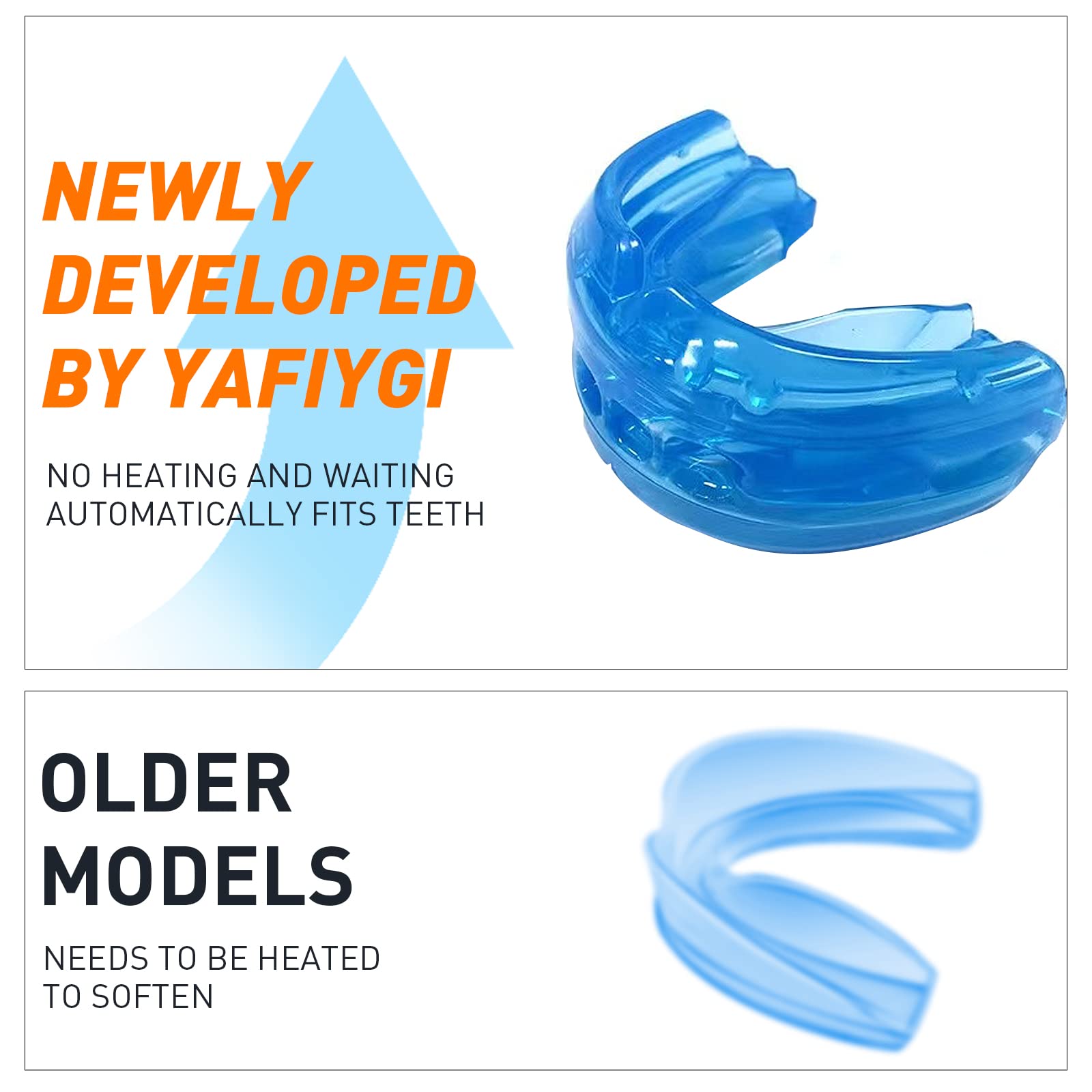3 Pack Kids Youth Mouth Guards - EVA Transparent Blue Sports Mouthpiece for Football, MMA, Boxing, Rugby, Kickboxing, Taekwondo, Softball & Lacrosse - Perfect for Teeth Protection During Contact Sports & Training
