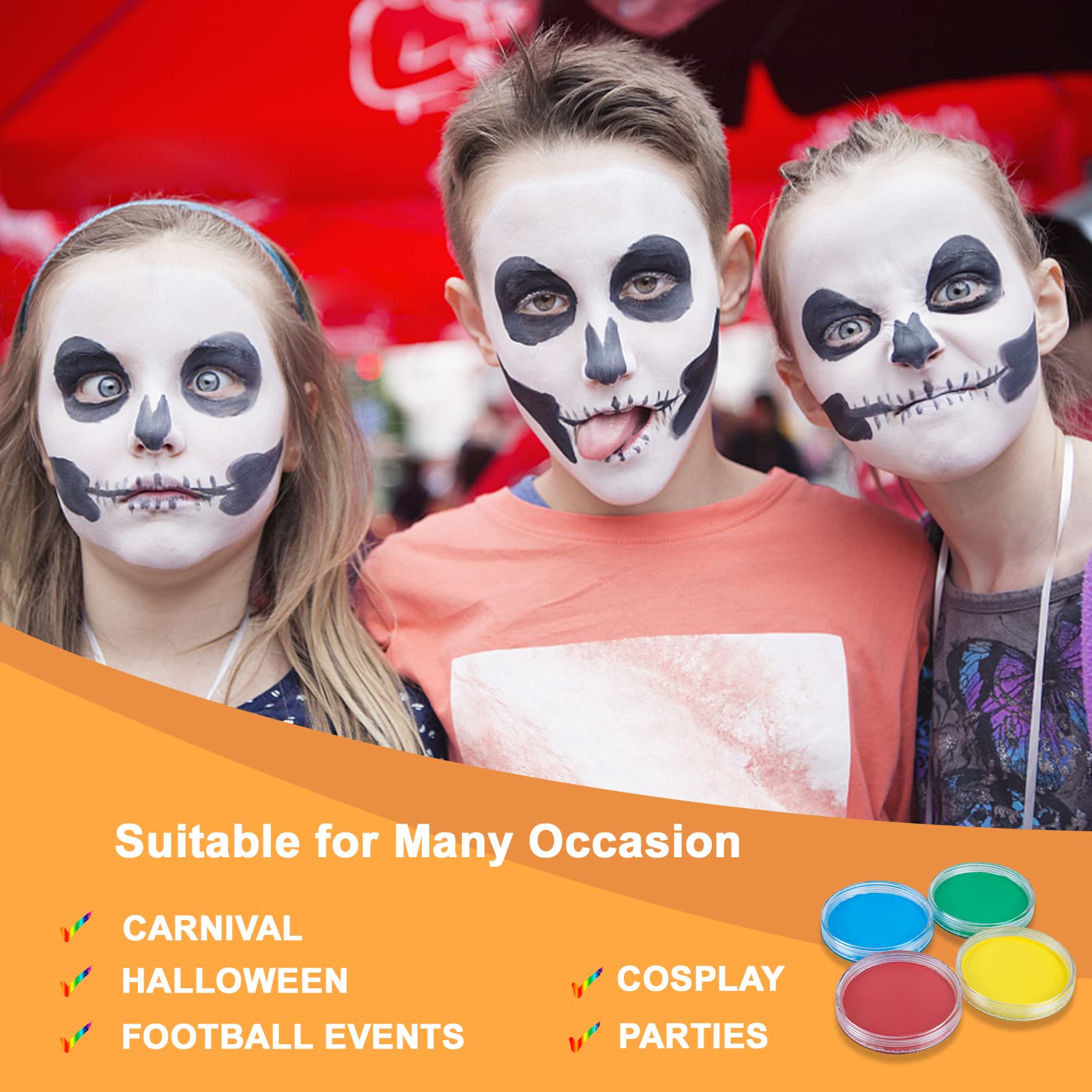 MooMoo Professional Face Paint Kit for Kids & Adults - Carnival & Halloween Makeup