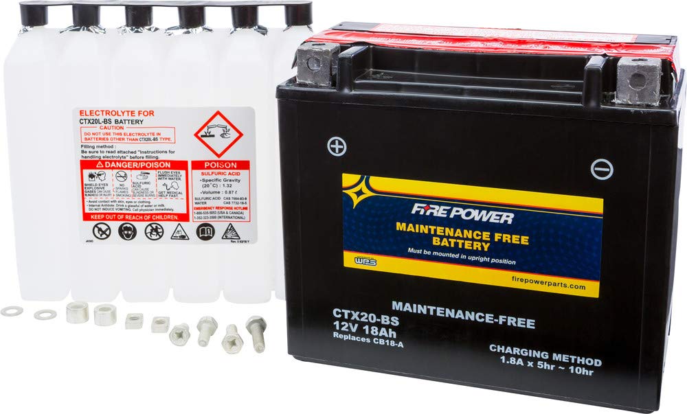 Fire Power Maintenance Free Battery CTX20-BS - Compatible with Harley-Davidson XLH883 Sportster 883 (1986-1996) - High-Performance Motorcycle Battery for Reliable Starts & Long Rides
