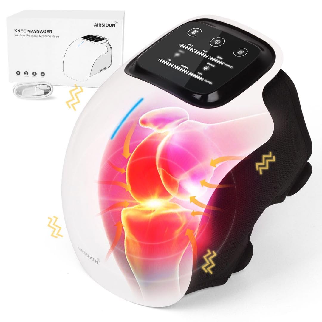 Electric Knee Massager with Heat & Vibration - Cordless Shiatsu Leg Massager for Joint Pain Relief - Perfect Gift for Mom, Dad & Women - Use at Home, Office or Travel