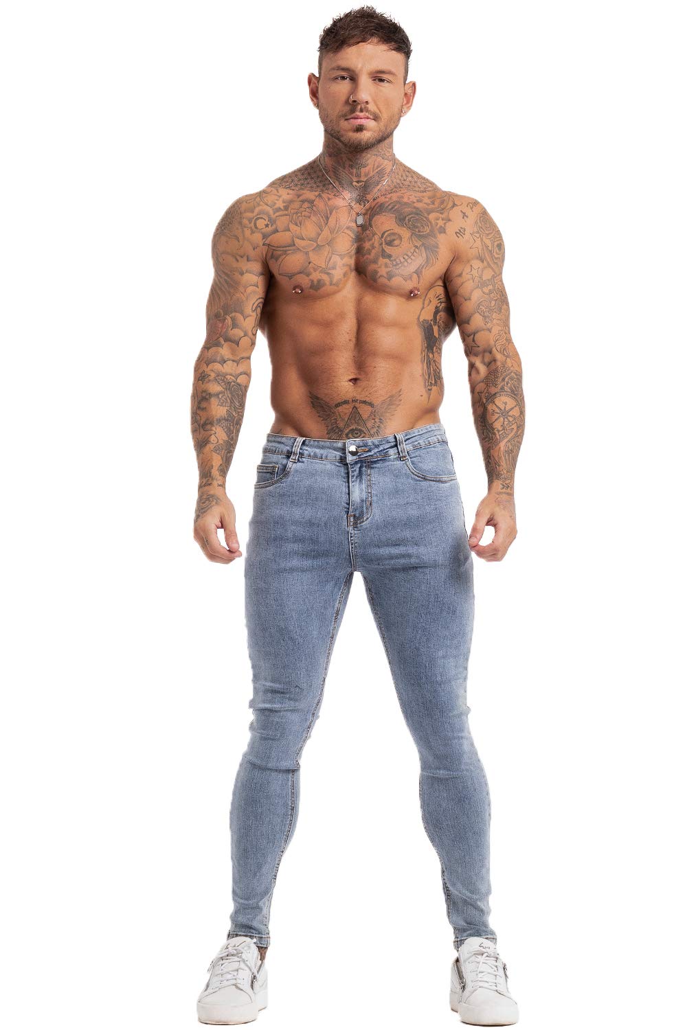 GINGTTO Men's Ripped Stretch Skinny Jeans - Slim Fit Tapered Denim Pants for Men | Casual Streetwear, Night Out, Date Night Outfits