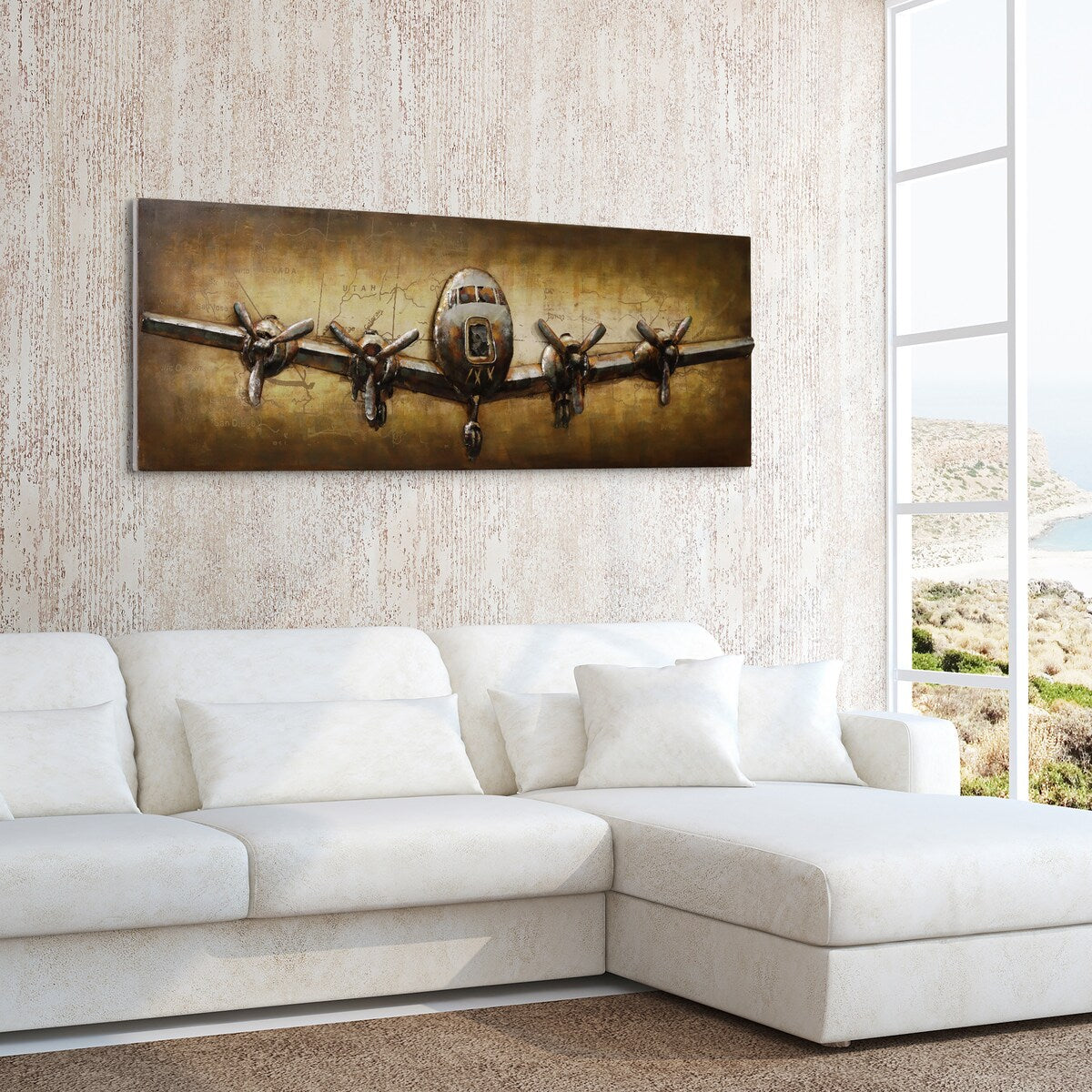 Hand-Painted 3D Airplane Mixed Media Wall Art Sculpture - Unique Home Decor for Living Room, Bedroom & Office