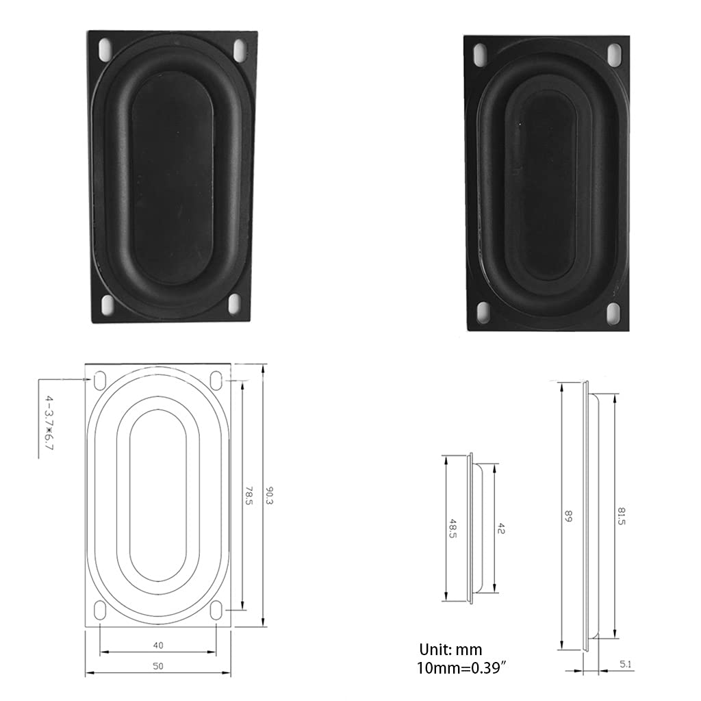 2 Pcs 50x90mm Bass Speaker Passive Radiator - Rubber Vibration Plate Subwoofer DIY Replacement Kit for Enhanced Audio Performance - Perfect for Home Theater, Car Audio, and Speaker Repair Projects