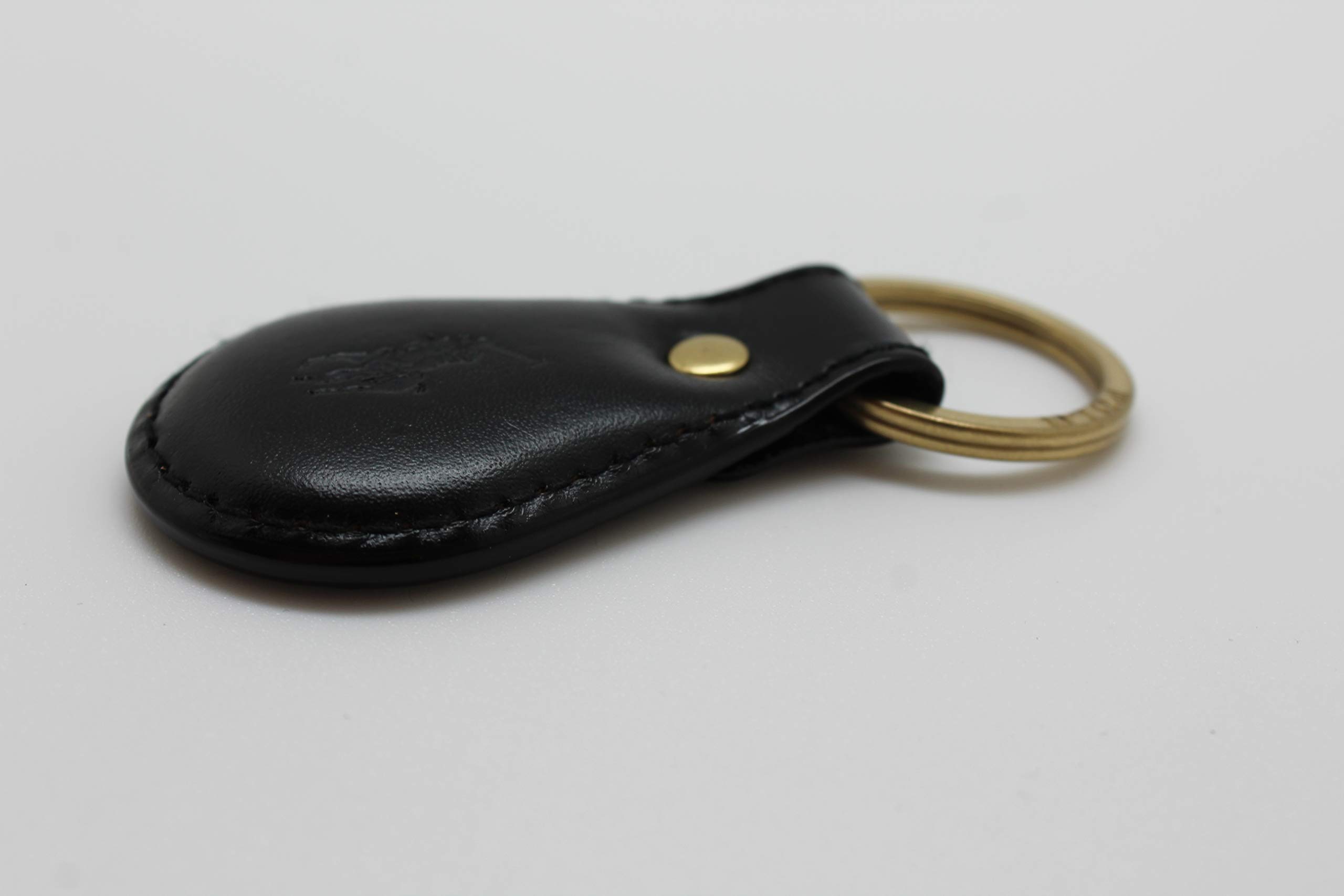Ralph Lauren Black Embossed Leather Polo Keychain Key Ring - Premium Designer Key Fob for Men & Women - Perfect for Car Keys, House Keys & Gift Giving