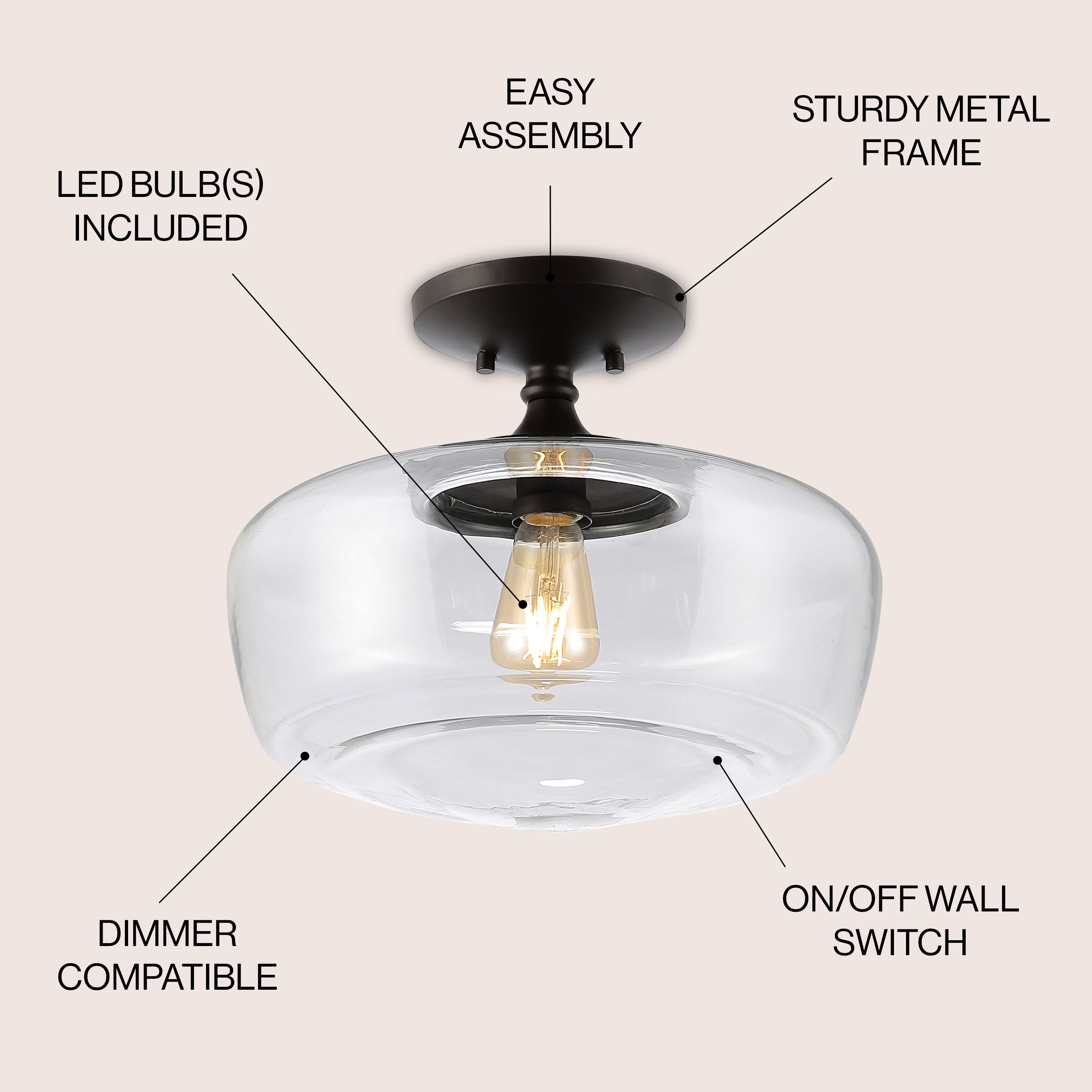 Modern Farmhouse LED Flush Mount Ceiling Light - 14