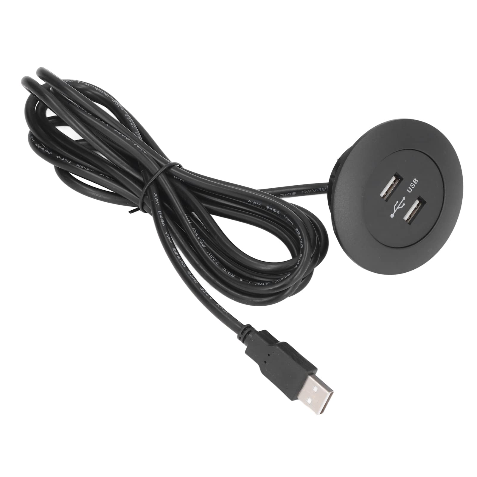 Dual USB Power Outlet with Flush Mount Installation - 2 USB Charging Ports for Power Recliner Chairs & Electric Sofas - 8.2ft Black Cable - Perfect for Living Room, Bedroom, and Office Charging Stations