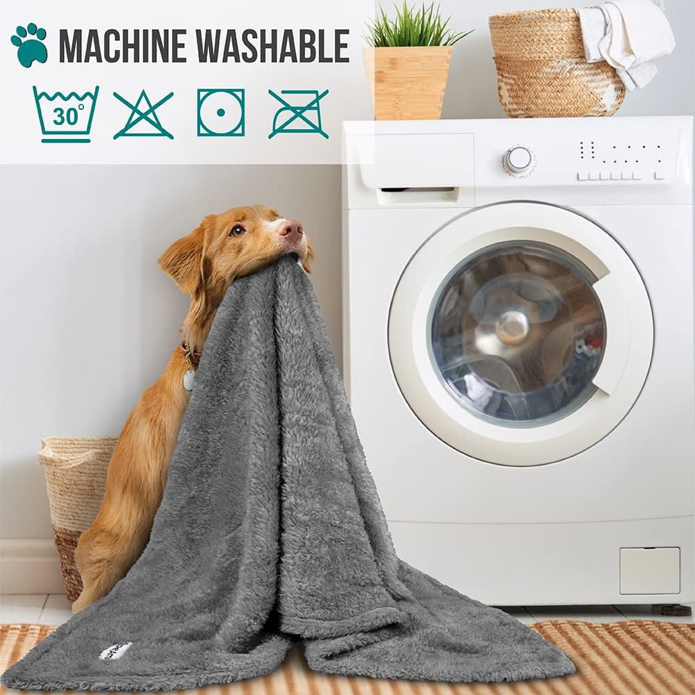 Premium Fluffy Sherpa Fleece Pet Blanket for Large & Medium Dogs & Cats - Soft Calming Throw for Beds, Sofas & Couches (40x60 Inches, Grey) - Perfect for Cozy Naps, Travel & Home Comfort