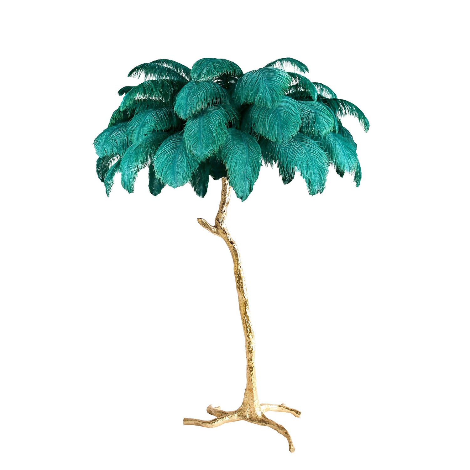Stylish Ostrich Feather Brass Floor Lamp - Elegant Home Decor for Living Room, Bedroom & Office - Perfect for Ambient Lighting and Modern Interior Design