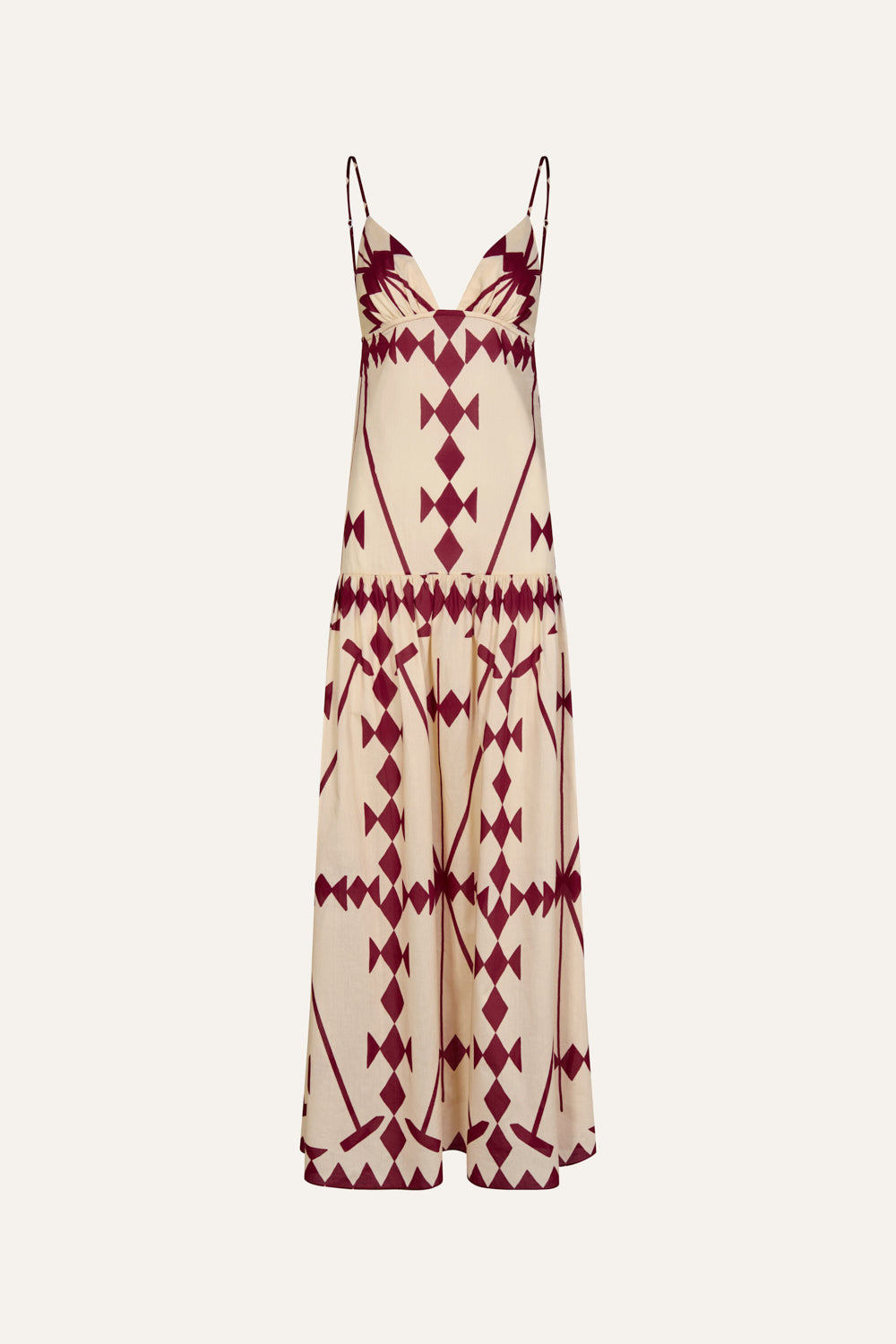 Elegant Ecru Zea Palm Print Dress - Women's Boho Summer Maxi Dress for Beach, Vacation & Casual Outings