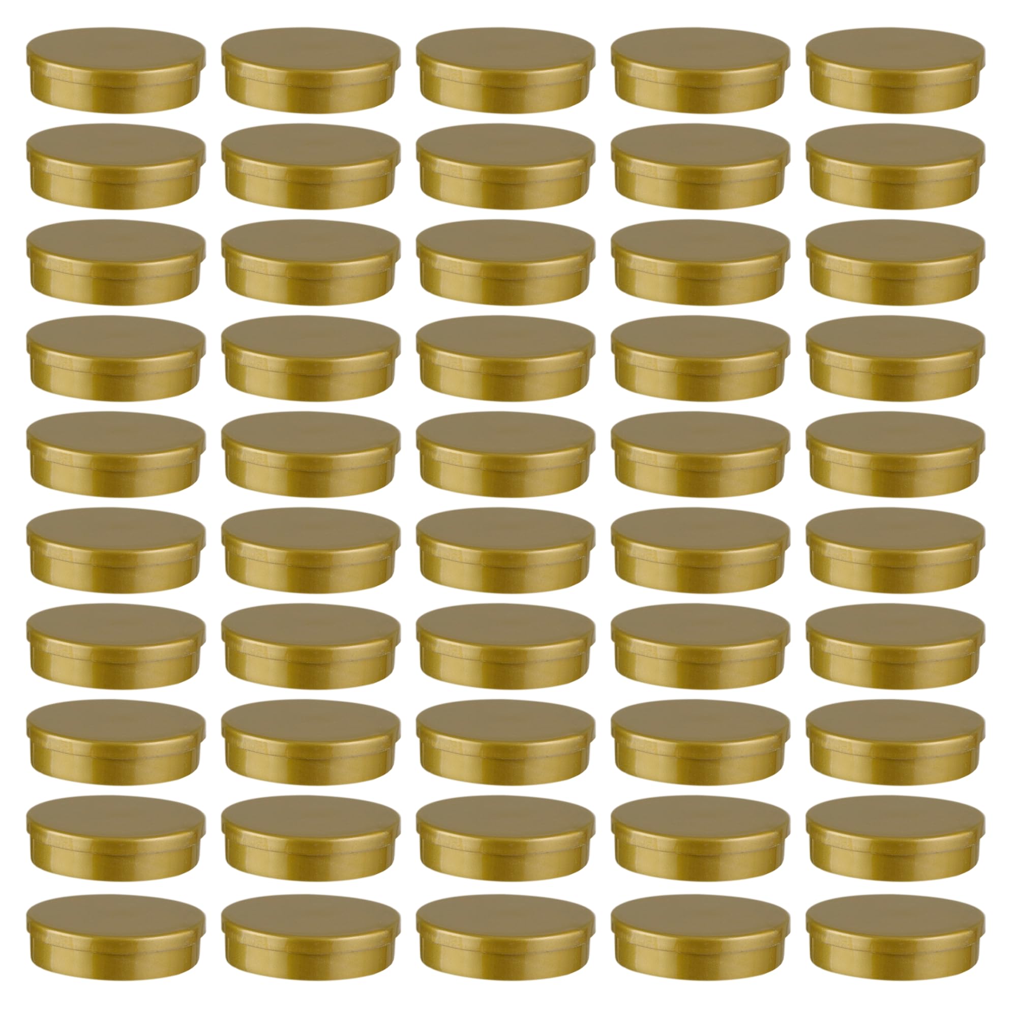 50-Pack Gold Empty Refillable Tin Cans with Lids - Multi-Purpose Containers for Candy, Jewelry, Cosmetic Samples & DIY Crafts - Perfect for Party Favors, Gift Packaging & Small Item Storage