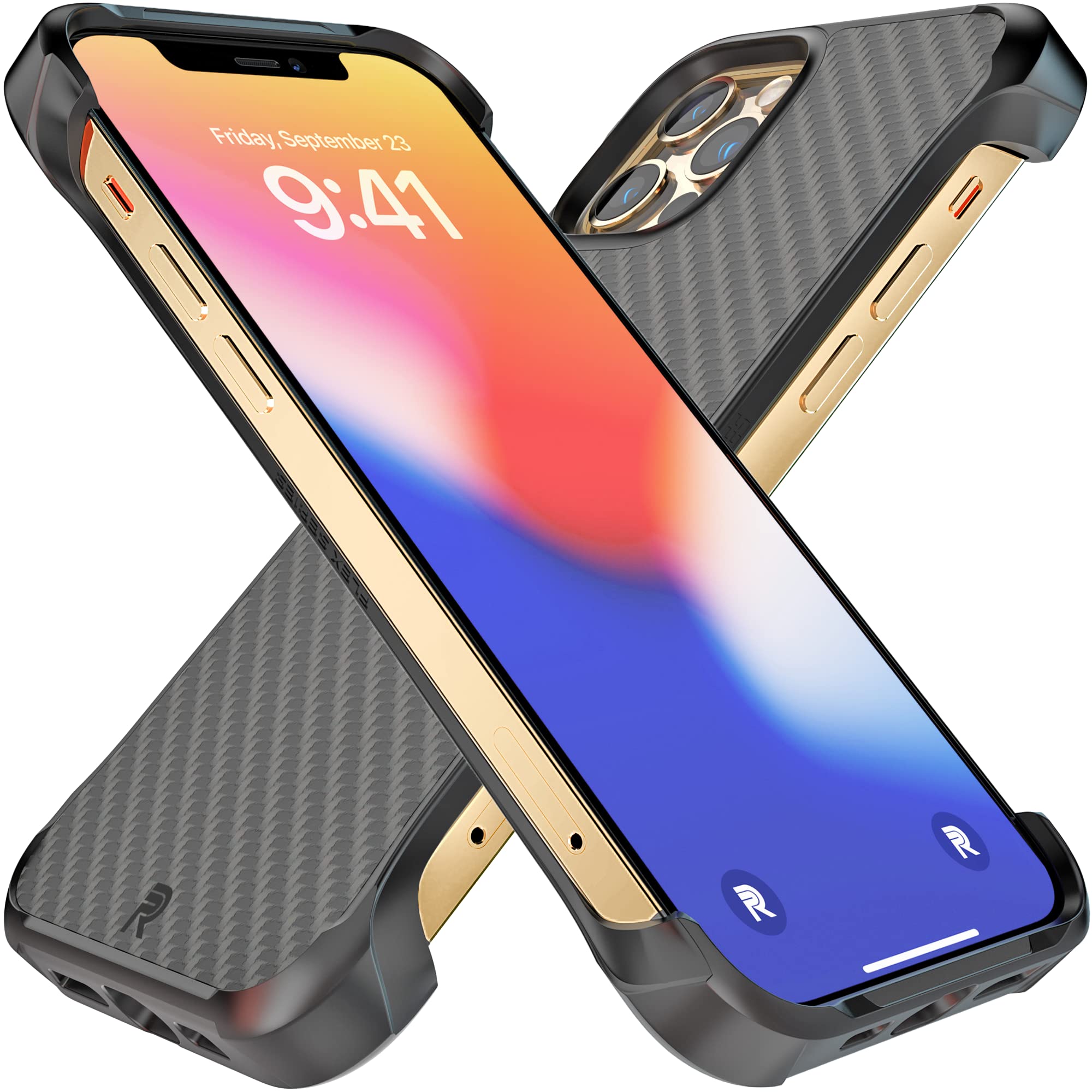 REBEL iPhone 12/12 Pro Case [Flex Series] - Ultra Slim Aramid Fiber Cover with Exposed Sides & Strong MagSafe Compatibility | Protective Raised Corners | Frameless Design for 6.1 Inch iPhone 12/12 Pro (2020) | Perfect for Daily Use, Work & Outdoor Activities (Flex Black)