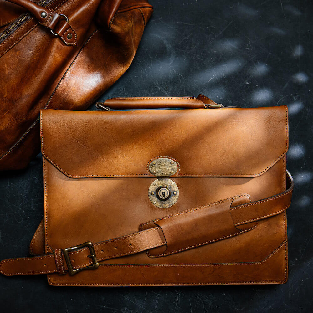Premium Benjamin Leather Briefcase for Business Professionals - Genuine Leather Laptop Bag with Multiple Compartments - Perfect for Office, Travel & Executive Meetings