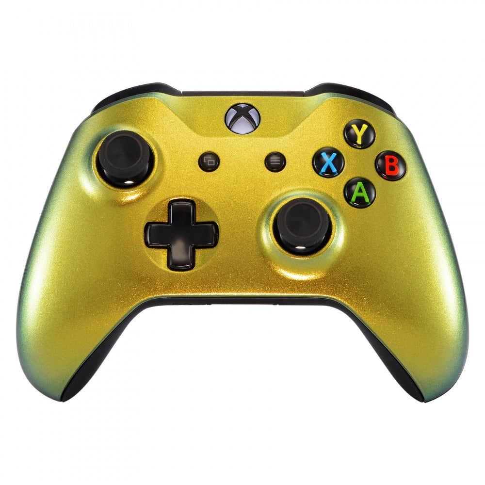 eXtremeRate Gold & Green Chameleon Replacement Faceplate for Xbox One X/S Controller - Custom Shell Cover for Gaming Enthusiasts - Perfect for Controller Modding & Personalization