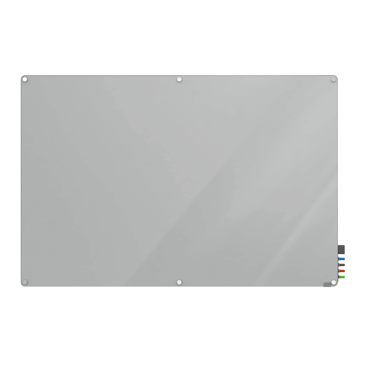 4'x8' Harmony Glass Whiteboard with Radius Corners - Premium Gray Dry Erase Board for Office & Classroom - Includes 4 Markers & Eraser - Perfect for Presentations, Brainstorming & Teaching