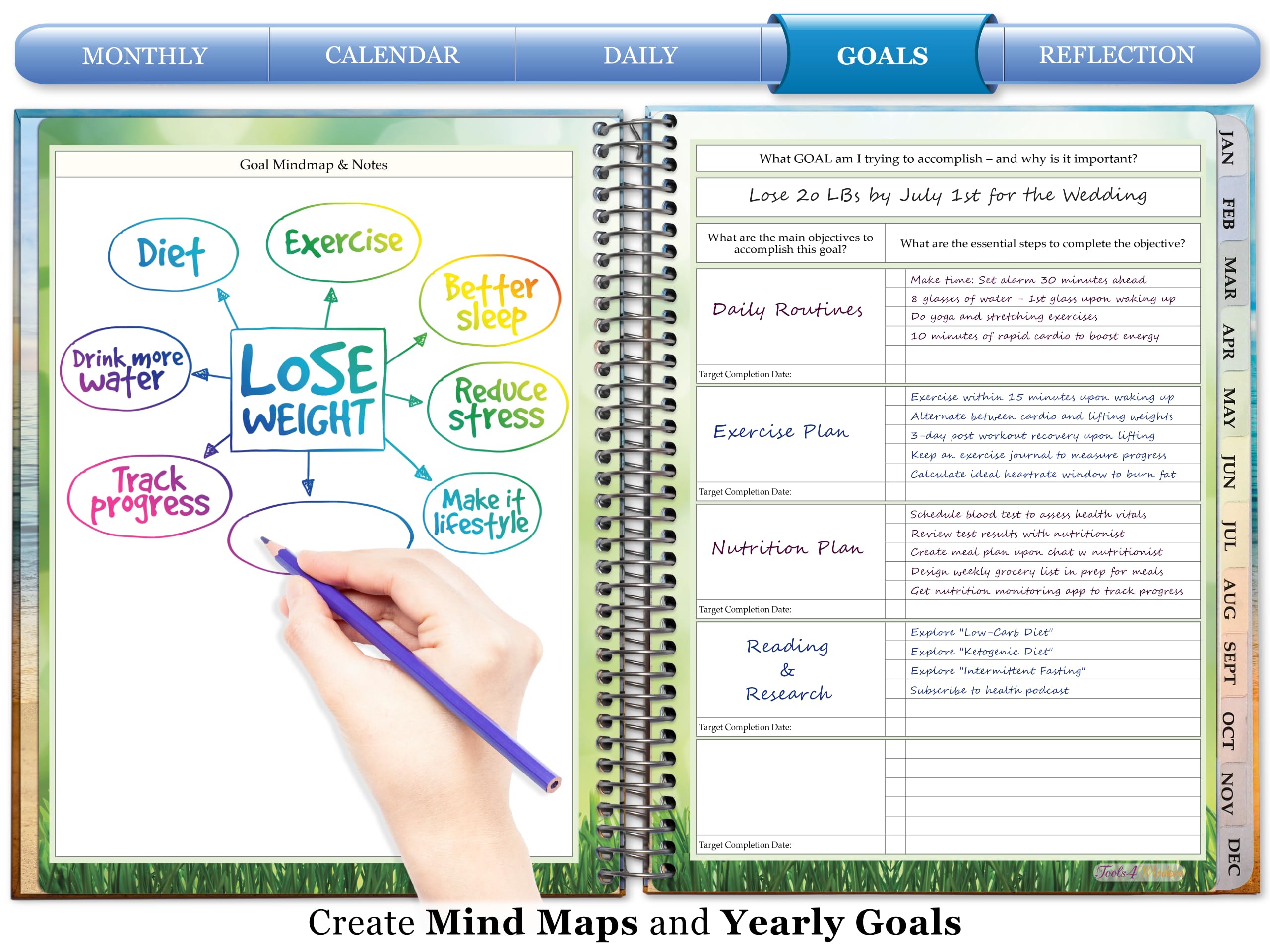 Tools4Wisdom 2025-2026 Academic Planner | April 2025-2026 Monthly Weekly Daily Organizer | 8.5x11 Inch Hardcover Notebook | Peacock Design with Inspirational Quote | Perfect for Students, Professionals & Goal Tracking