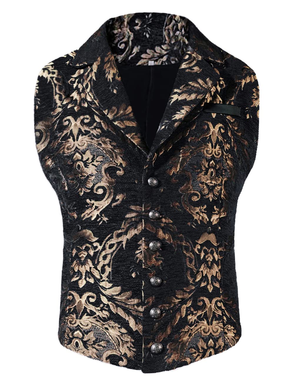 Men's Steampunk Vest Gothic Corset Waistcoat - Victorian Jacquard Gothic Suit Costume for Cosplay, Halloween & Masquerade Parties