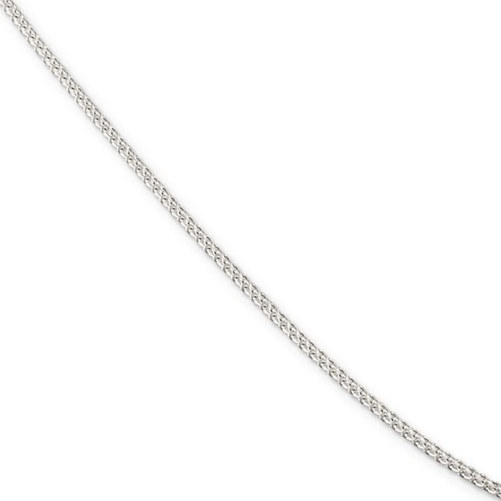 1.75mm Black Bow Jewelry Rhodium Plated Sterling Silver Solid Round Spiga Chain Necklace for Women, Perfect for Everyday Wear, Gift Giving, and Special Occasions