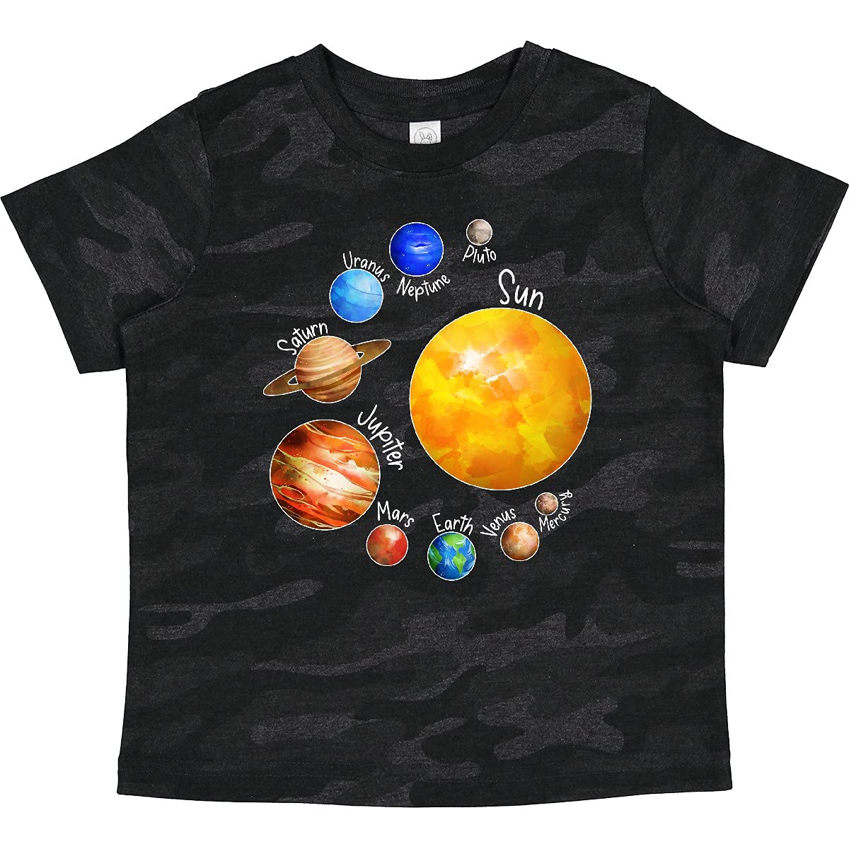 Inktastic Sun and Planets - Yes, and Pluto Toddler T-Shirt | Cute Space Themed Kids Shirt | Perfect for Preschool, Daycare & Astronomy Lovers