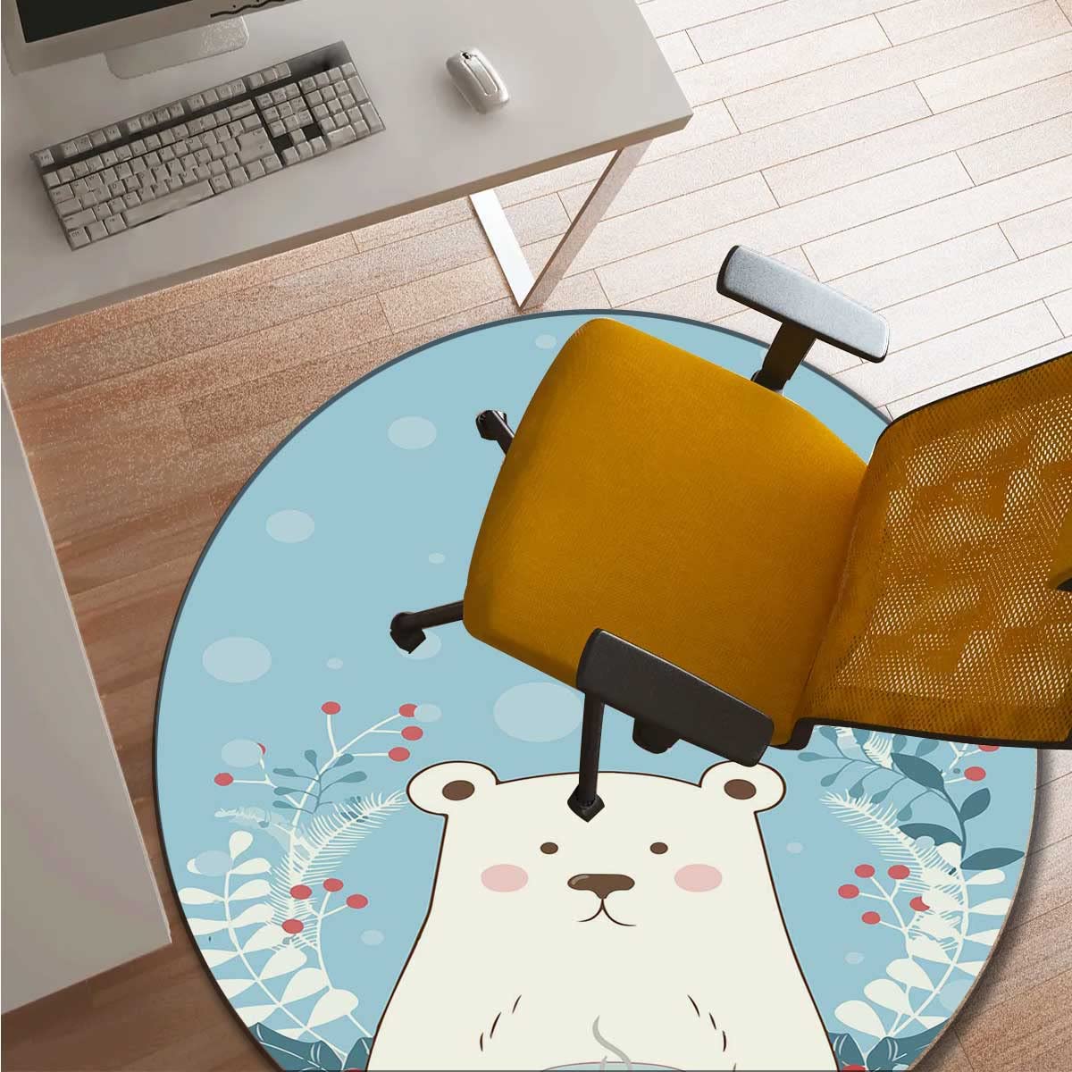 43 Inch Cute Cartoon Animal Landscape Office Chair Mat for Carpet - Non-Slip Splat Mat & Anti-Fatigue Floor Protector for Gaming Chairs, Home & Office Use