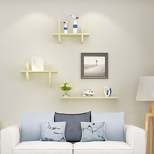 LUYIYI Creative Wall Shelf Set - Wooden Floating Shelves for Living Room, Bookshelf, TV Background Wall Decor - White Maple - Perfect for Home, Office & Dorm Organization