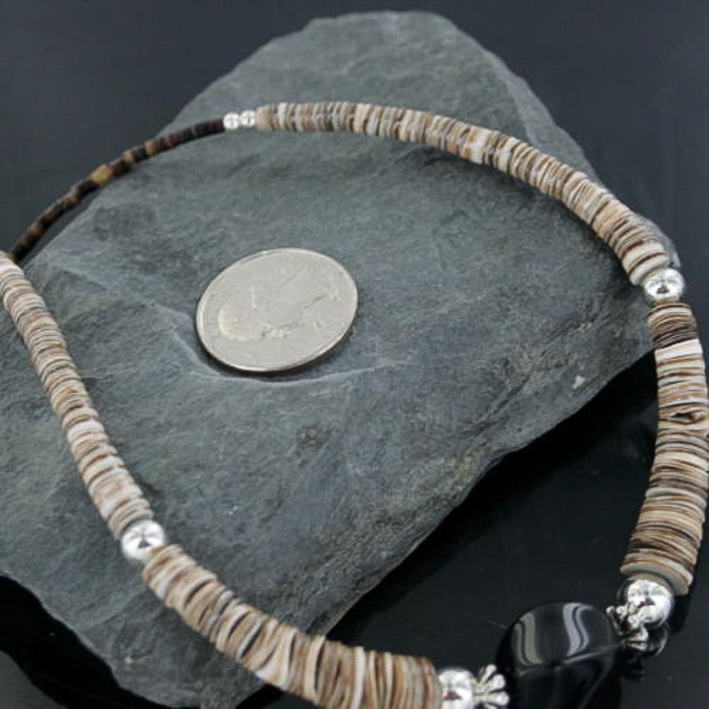 Authentic Navajo Sterling Silver Graduated Onyx Turquoise Necklace - Handcrafted by Loma Siiva - Perfect for Native American Jewelry Collectors & Special Occasions
