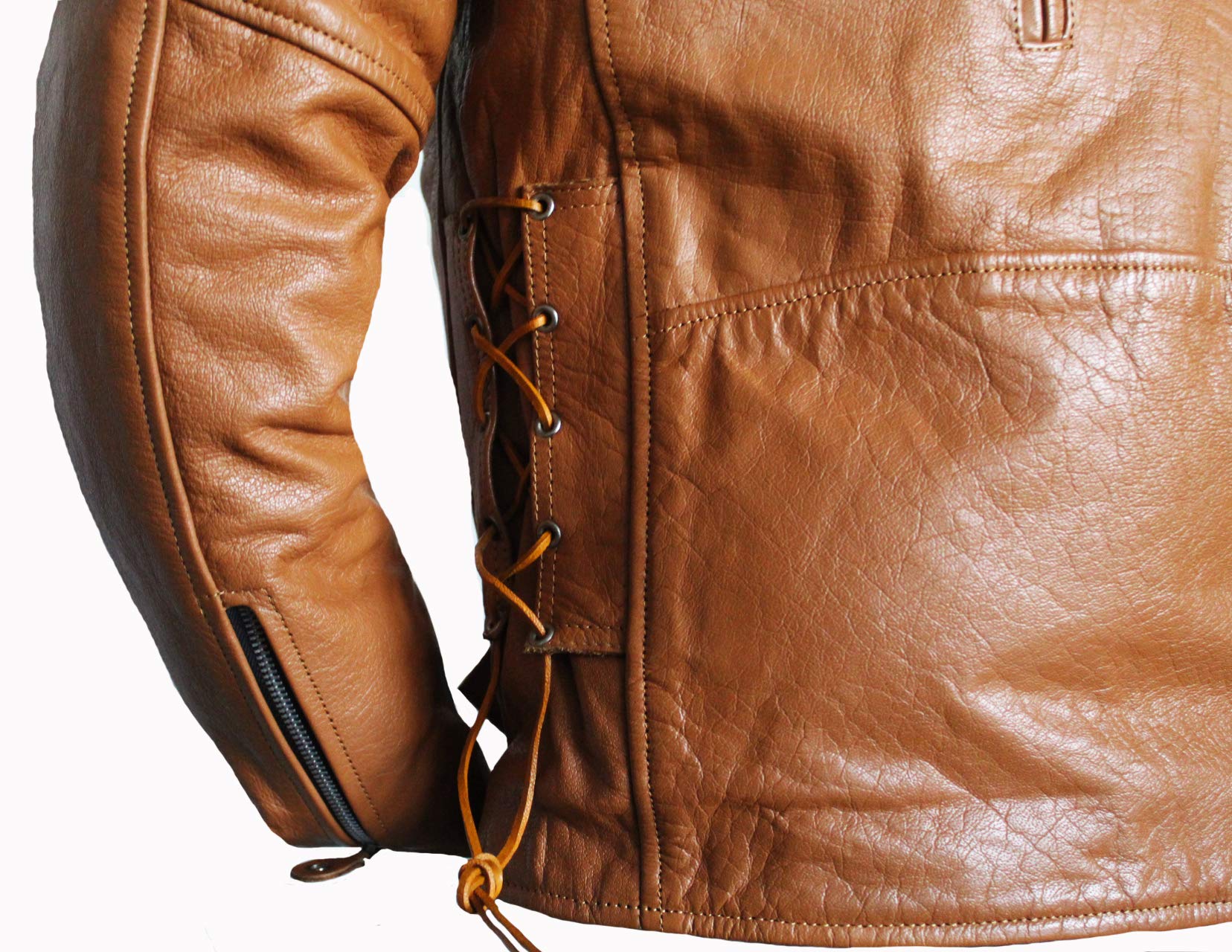 Men's Motorcycle Leather Jacket with Air Vents & Pockets - Breathable Biker Jacket for Riding, Commuting & Outdoor Adventures