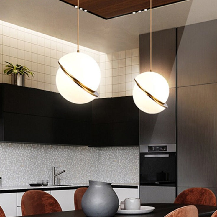 Modern White Glass Ball Bubble LED Pendant Lights - Stylish Ceiling Lighting for Dining Room, Kitchen, Bedroom & Living Room Decor