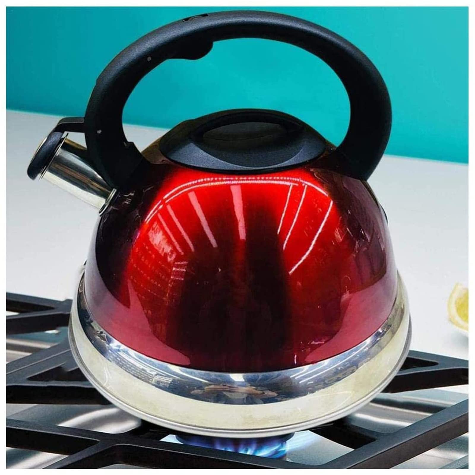 Stainless Steel Whistling Tea Kettle 3L - Stovetop & Induction Compatible, Flat Bottom Teapot for Gas & Electric Cooktops - Perfect for Home, Office & Camping Use