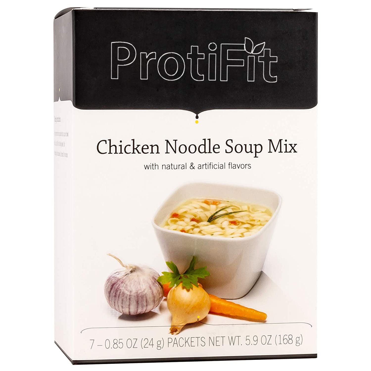 PROTIFIT High Protein Soup Mix - 15g Protein, Low Calorie, Low Sugar, Low Fat, Low Carb | Ideal Protein Compatible | Chicken Noodle Flavor | 7 Servings per Box | Perfect for Weight Loss, Keto Diet & Post-Workout Recovery