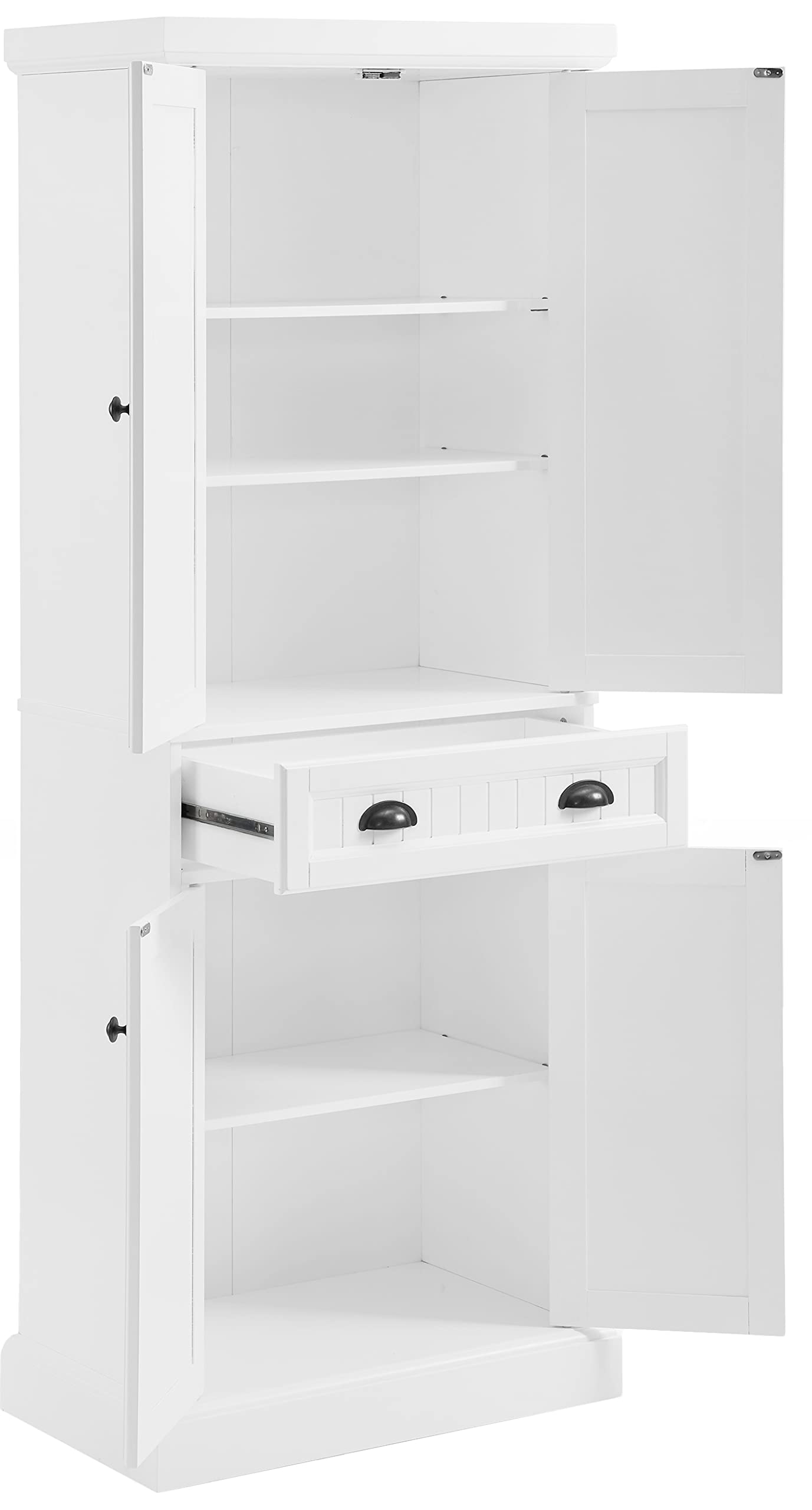 Crosley Shoreline Coastal Pantry Storage Cabinet with Adjustable Shelves - White Kitchen, Dining & Laundry Room Organizer for Home Storage Solutions